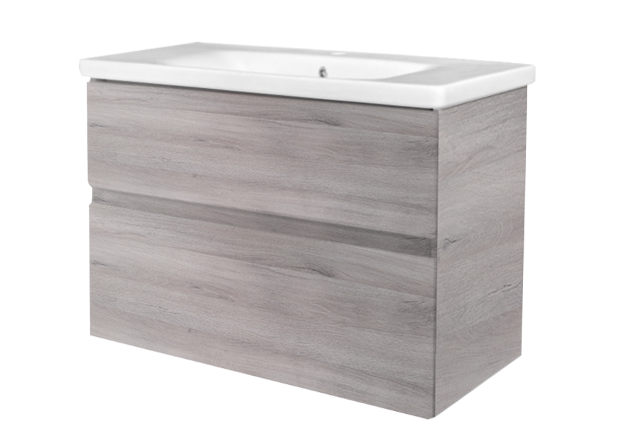 Best-Design "Quick-Grey-Greeploos" meubel onderkast + wastafel 65 cm Grijs-Eiken
