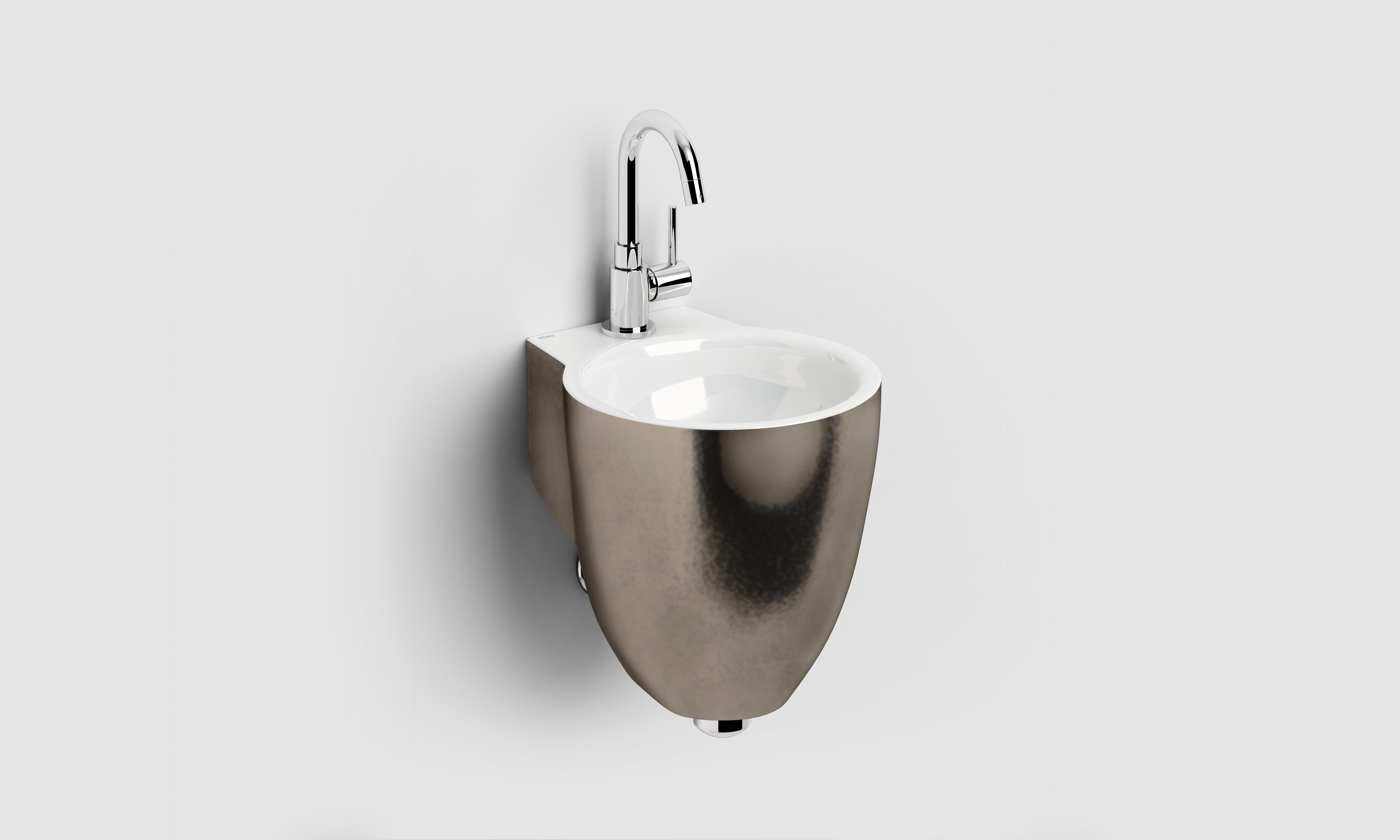 glanzend platina/wit keramiek, met kraangat