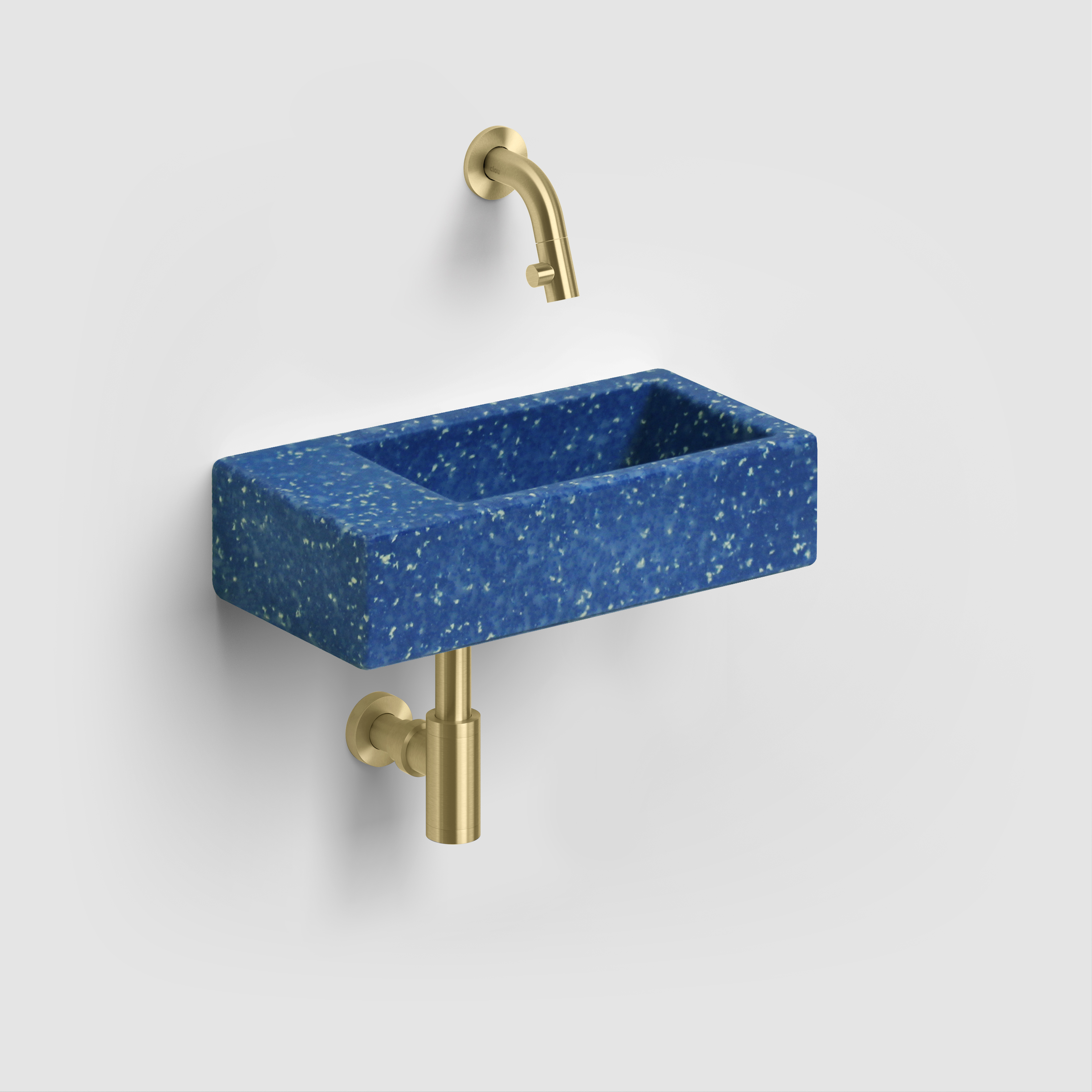 Ecorazzo Flush 3 fontein 36cm, links, gerecycleerd, middernacht marine PE