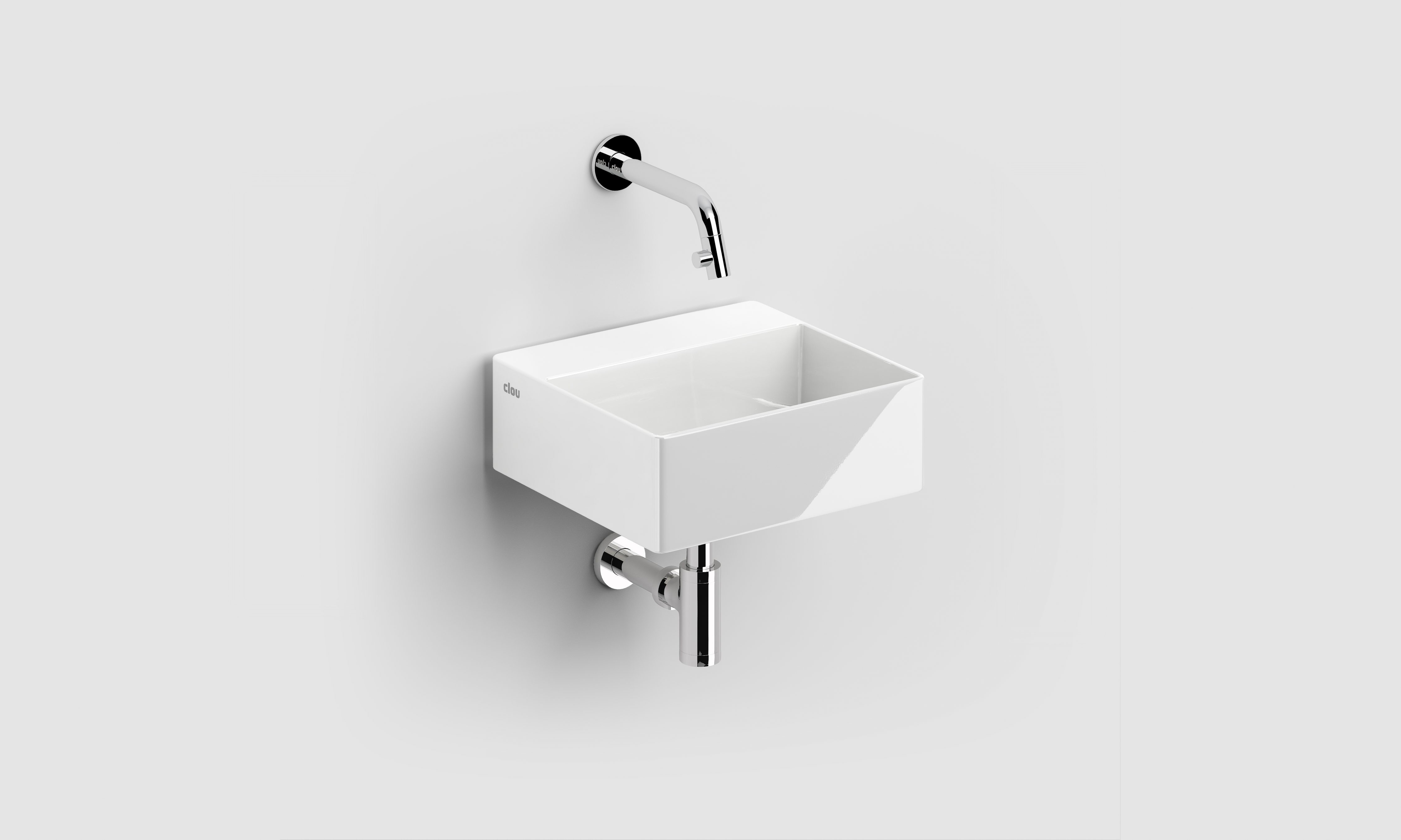 New Flush 1 fontein, met afvoerplug, zonder kraangat, glanzend wit keramiek