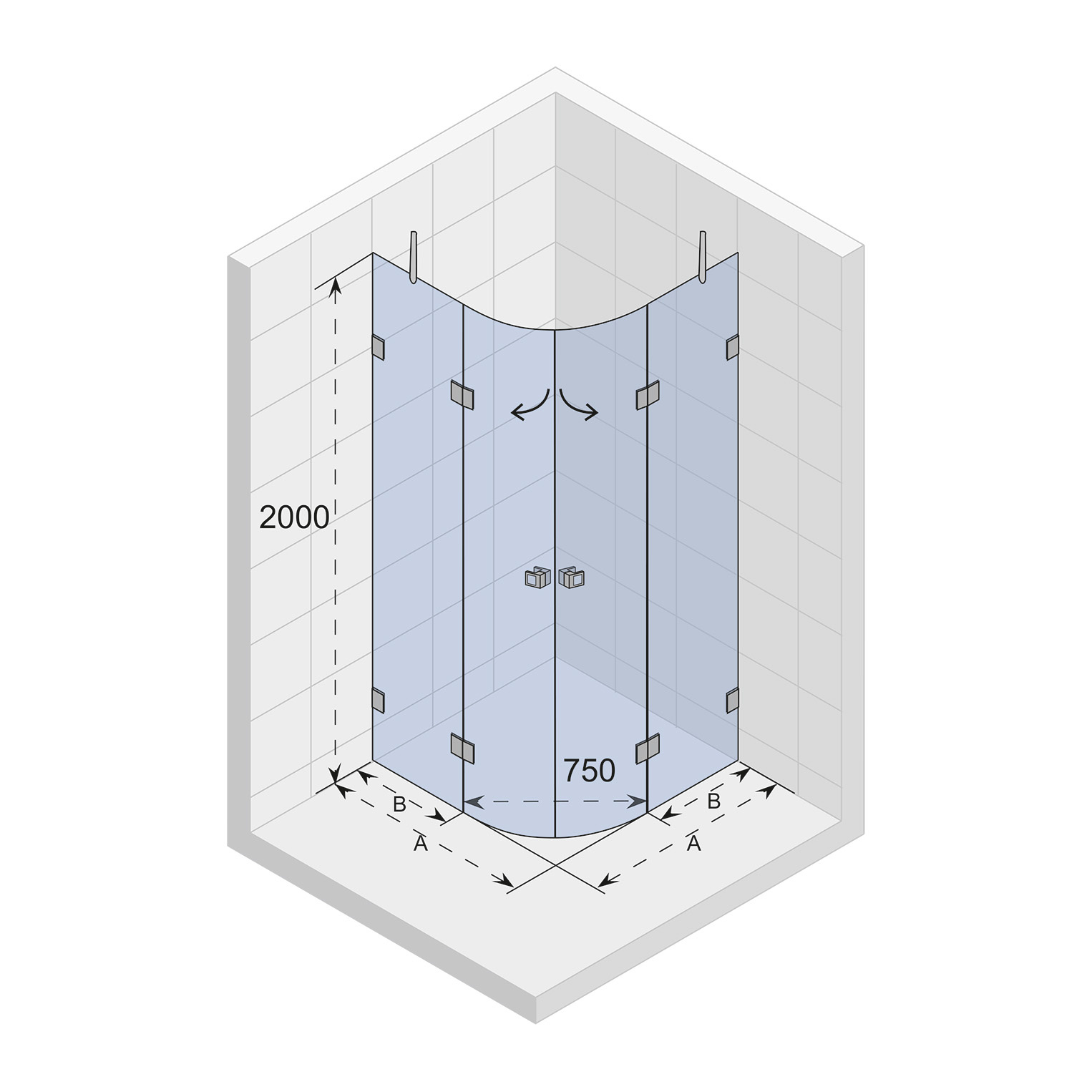 Riho Scandic NXT 309 douchecabine 87x87x200 cm chroom