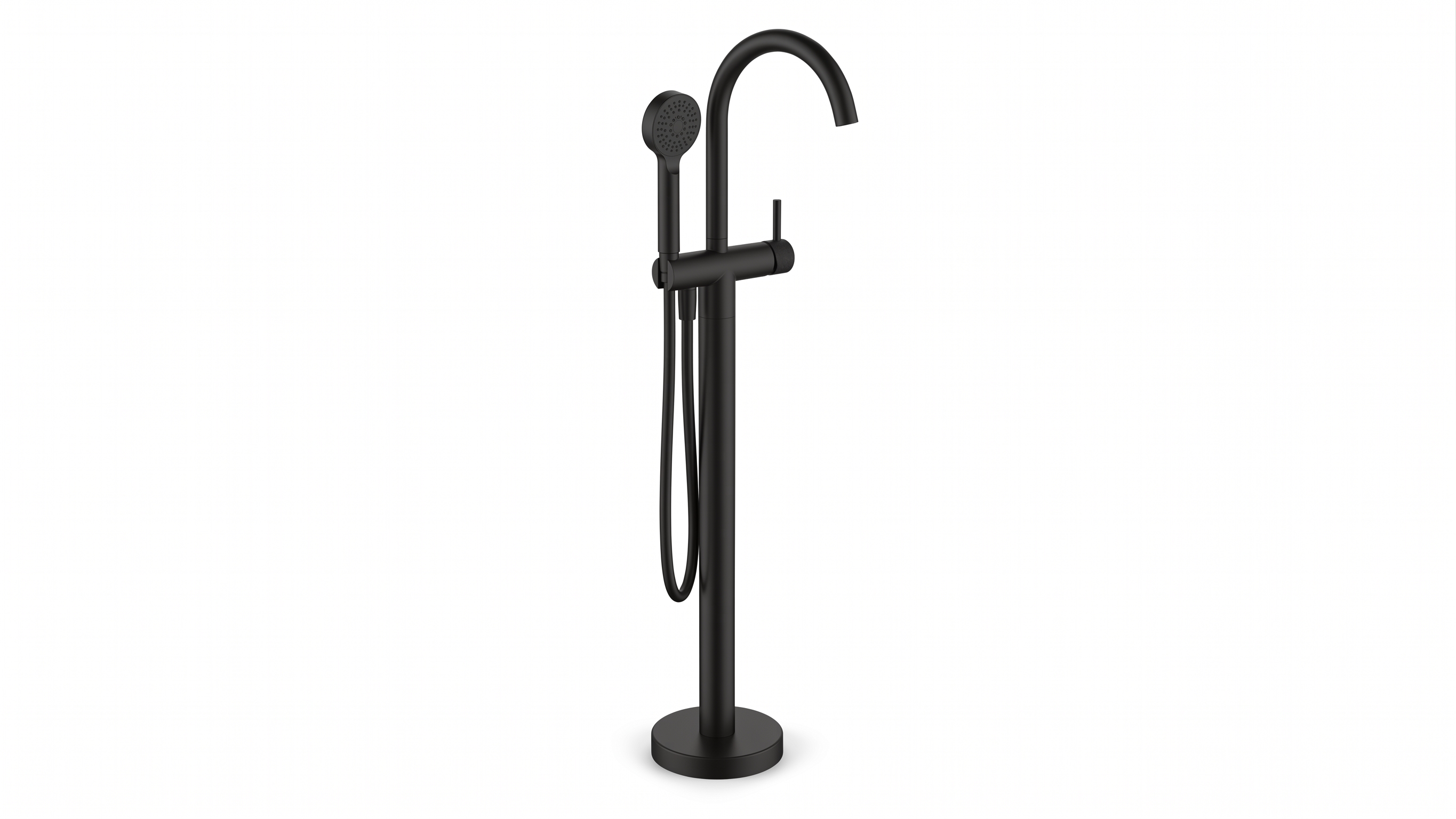 Badmengkraan vrijstaand met draaibare uitloop, slang 150 cm en satin spray handdouche