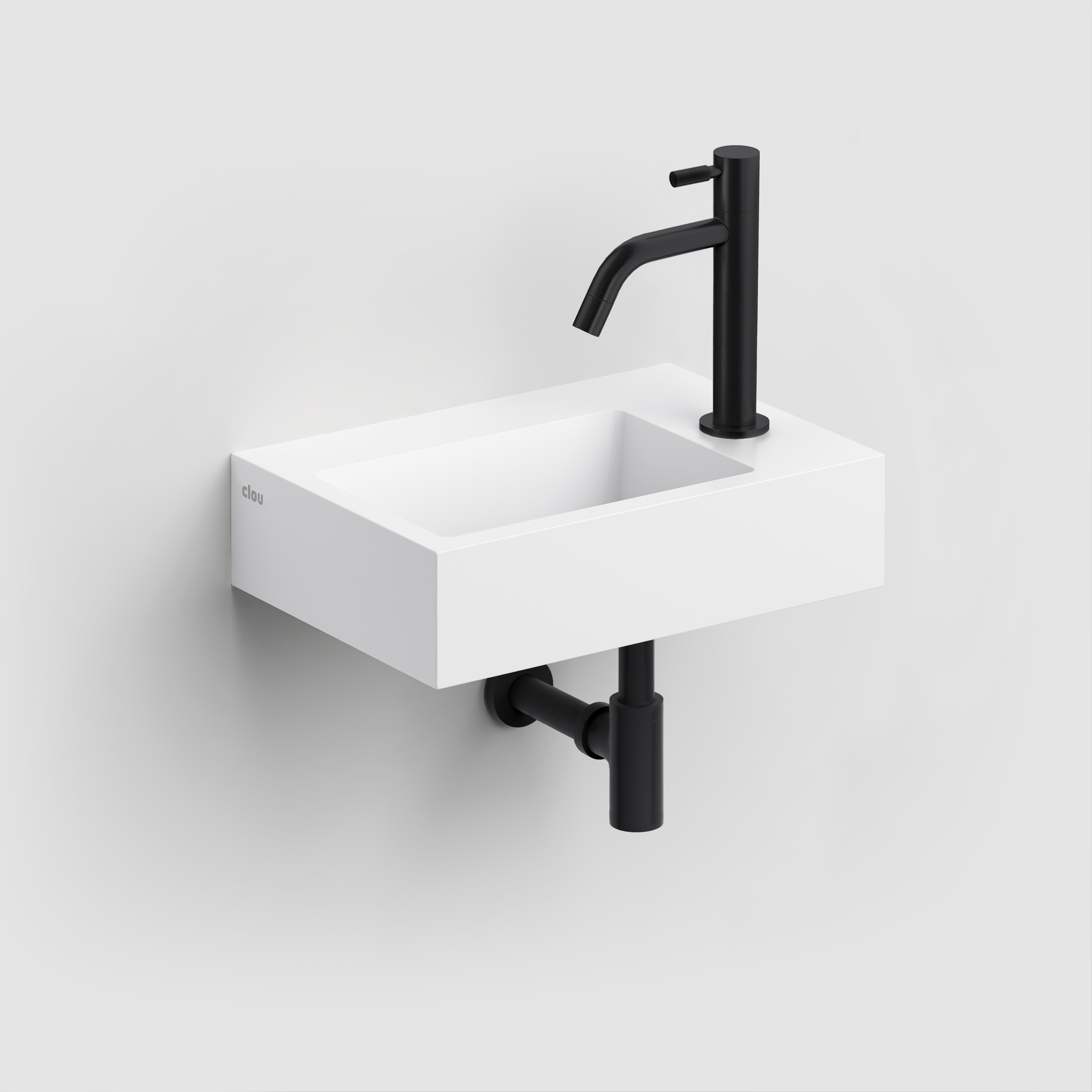 Flush 2 fontein 36cm, met voorbewerkt kraangat, met afvoerplug, mat wit aluite