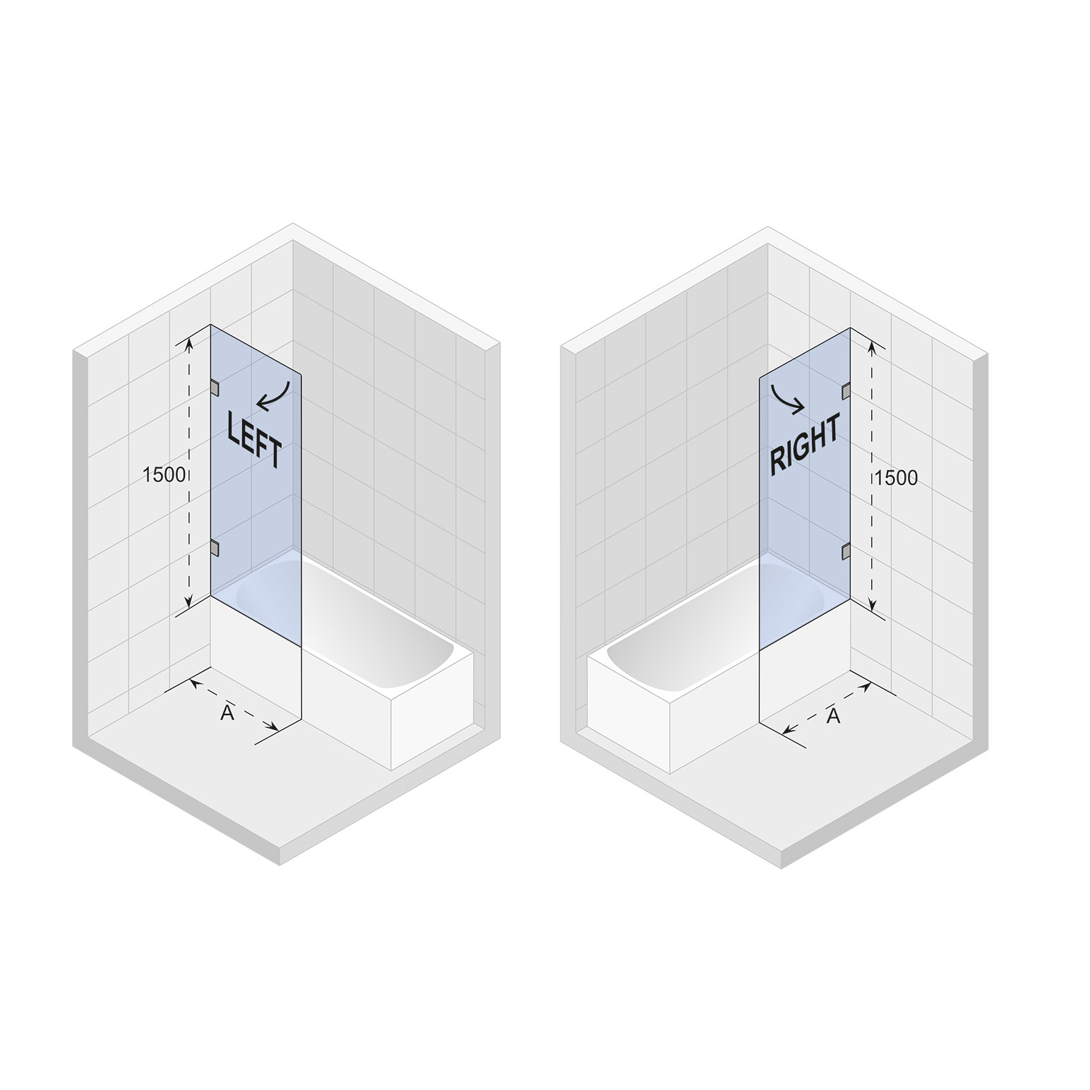 Riho Scandic NXT 107 badwand 80x150 cm links chroom