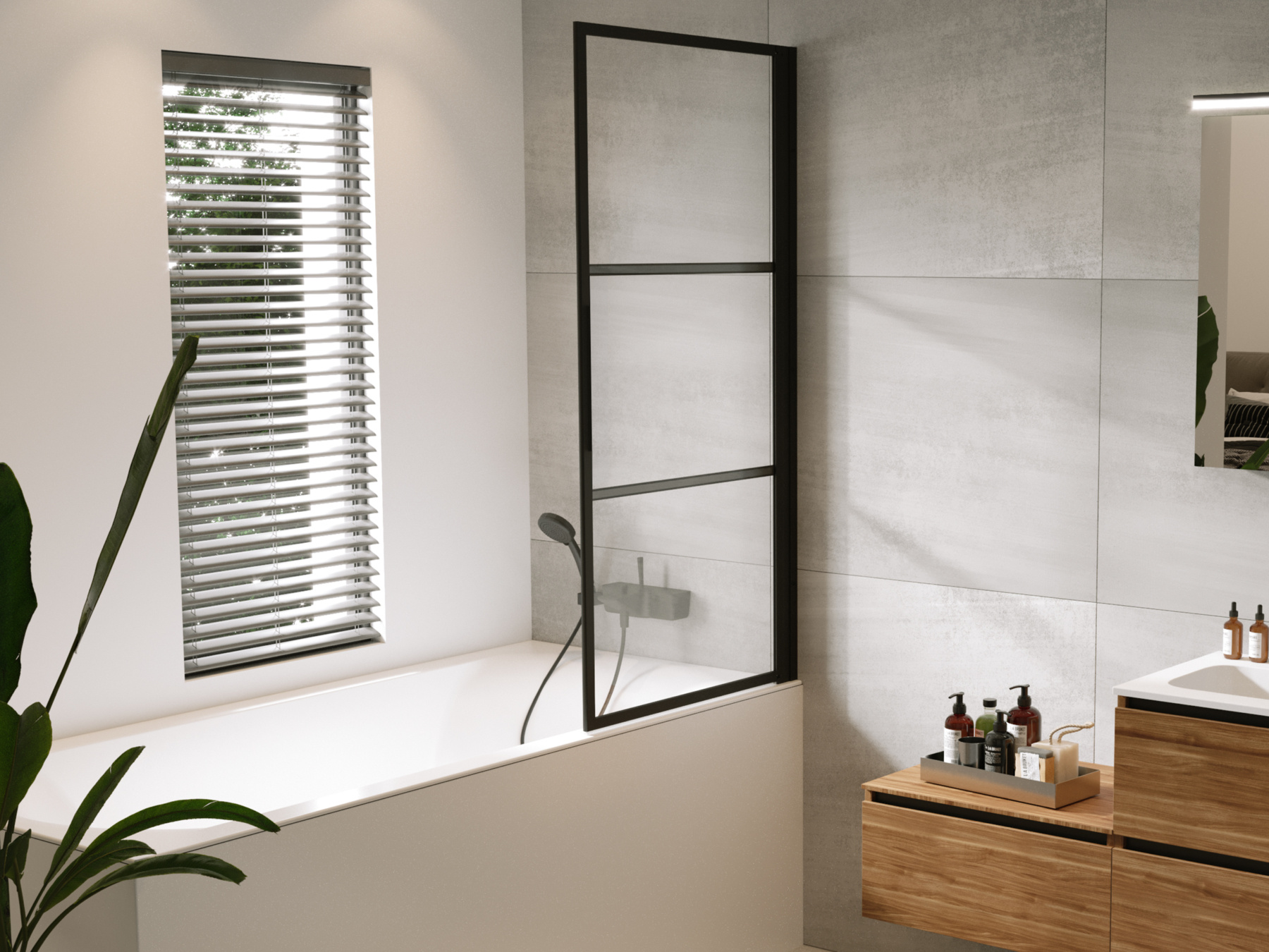 Riho Grid 501 badwand 80x150 cm links zwart
