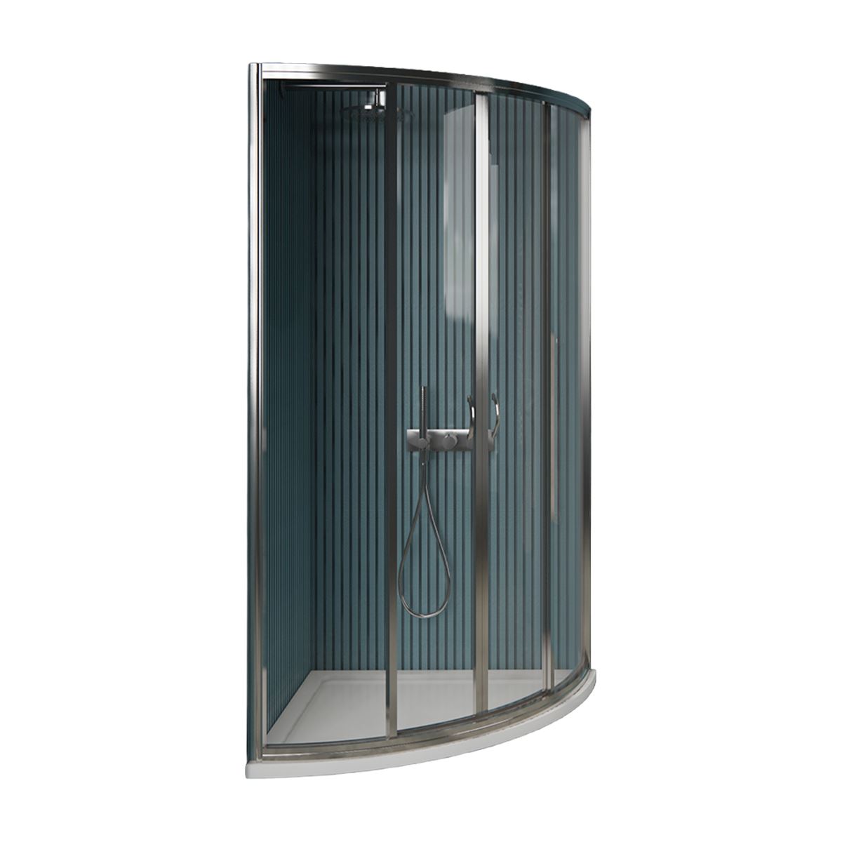 Douchecabine Opal Kwartrond Schuif Chroom 80 x 80 x 190 cm