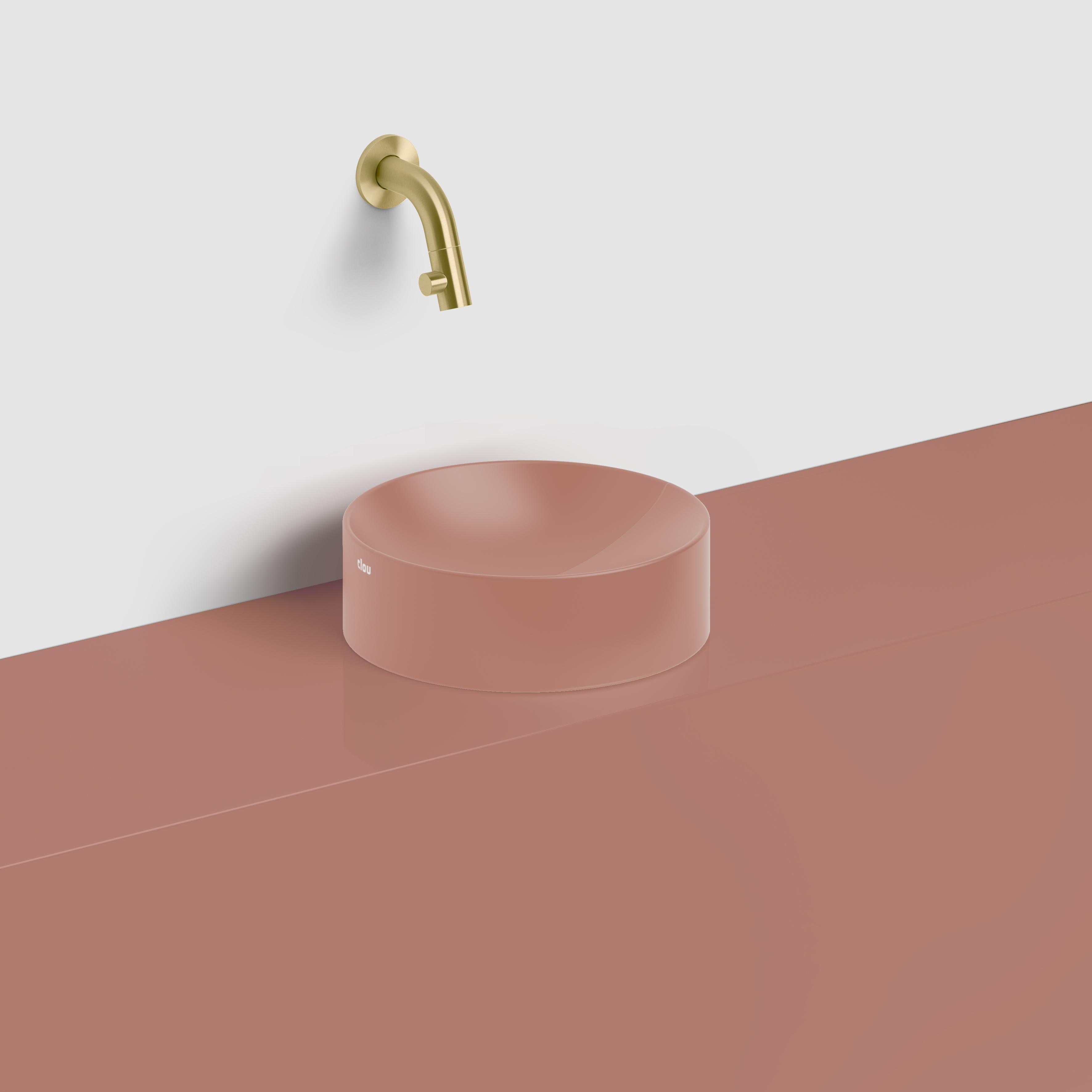 Vale fontein rond Ø22cm, mat roze keramiek
