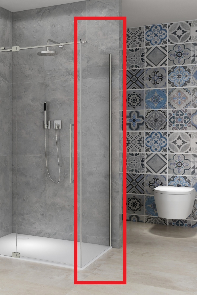 Vaste wand 1385-1405 x 2000mm 8 mm Helder glas incl. Glasbehandeling RVS muurprofiel t.b.v. Hoekcabine ST08350