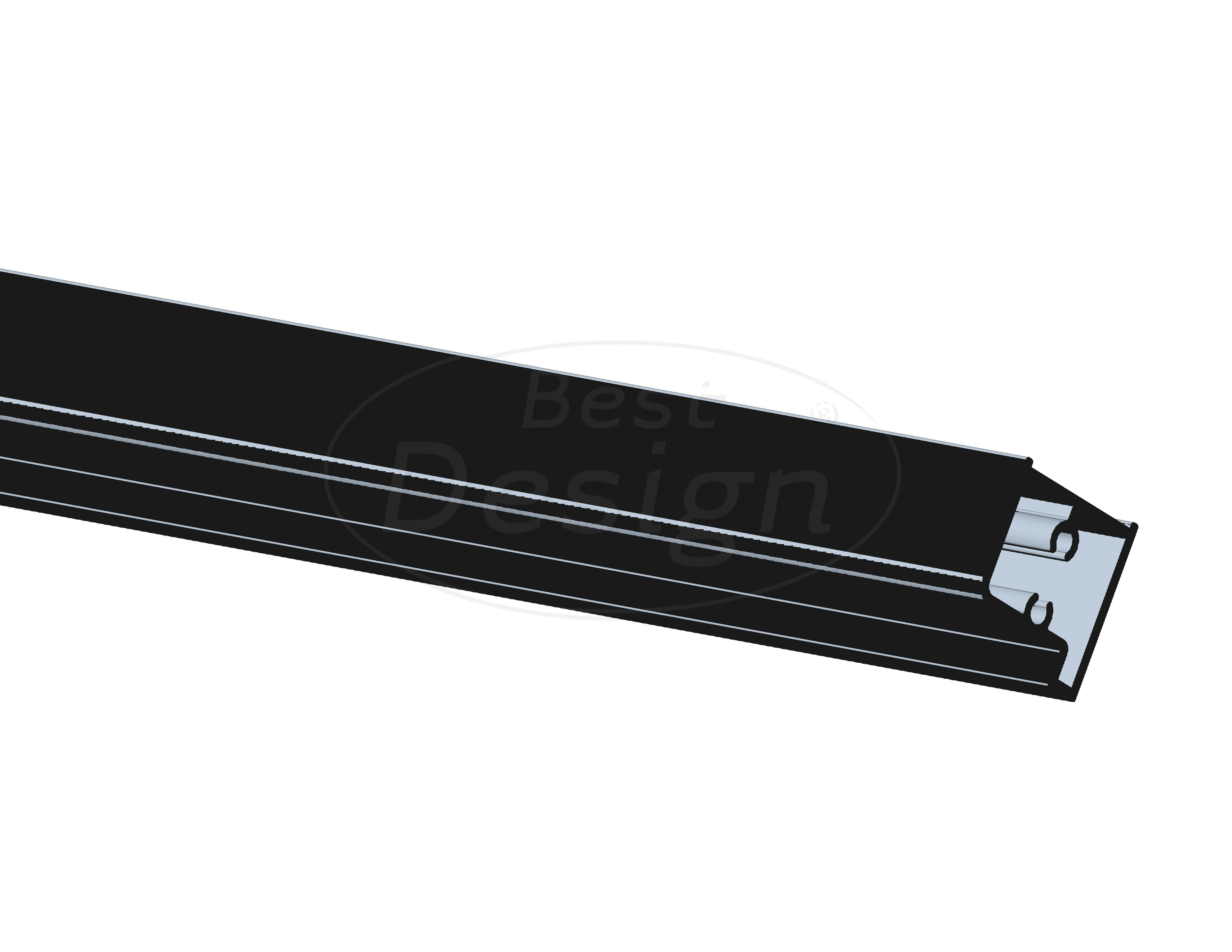 Best-Design set zwart aluminium onder/ boven profiel voor "Baron" Nisdeur nr: 01
