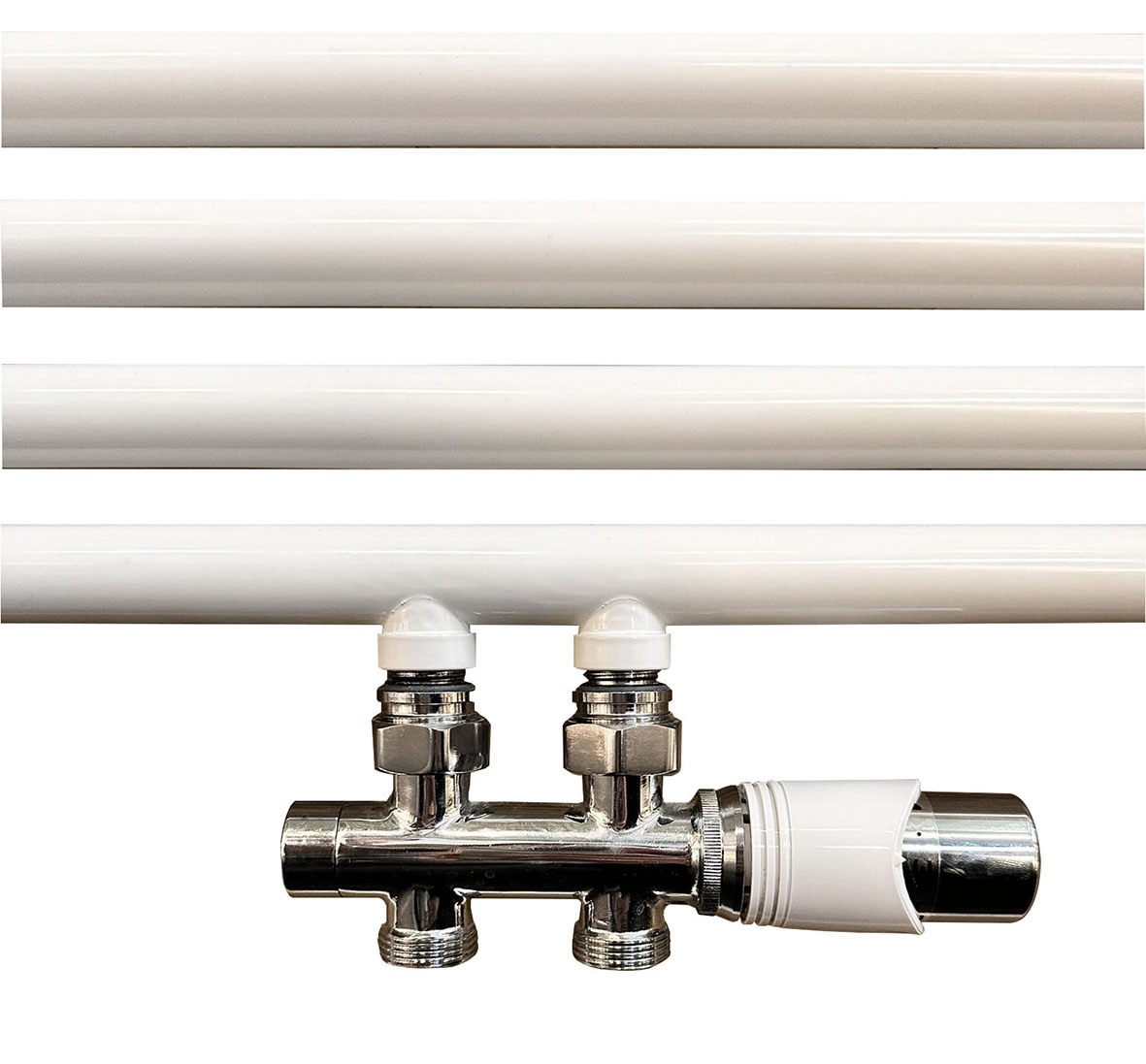 Onderblok set recht compleet 16 x 2,0 en 15 mm knel chroom/wit