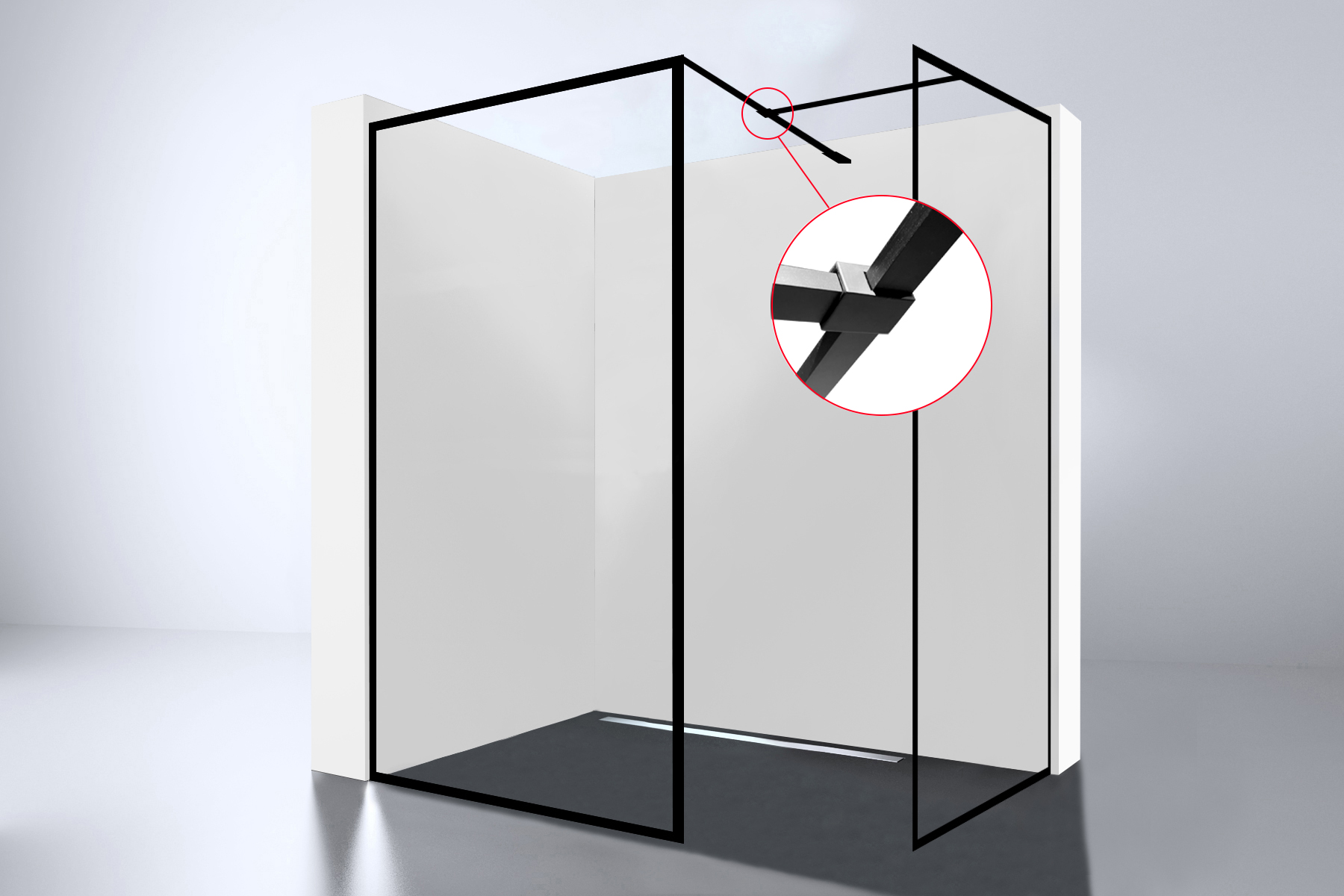 Best-Design Zwart T-verbindingsstuk tbv: muur-stabilisatie-stang For-You inloopdouche