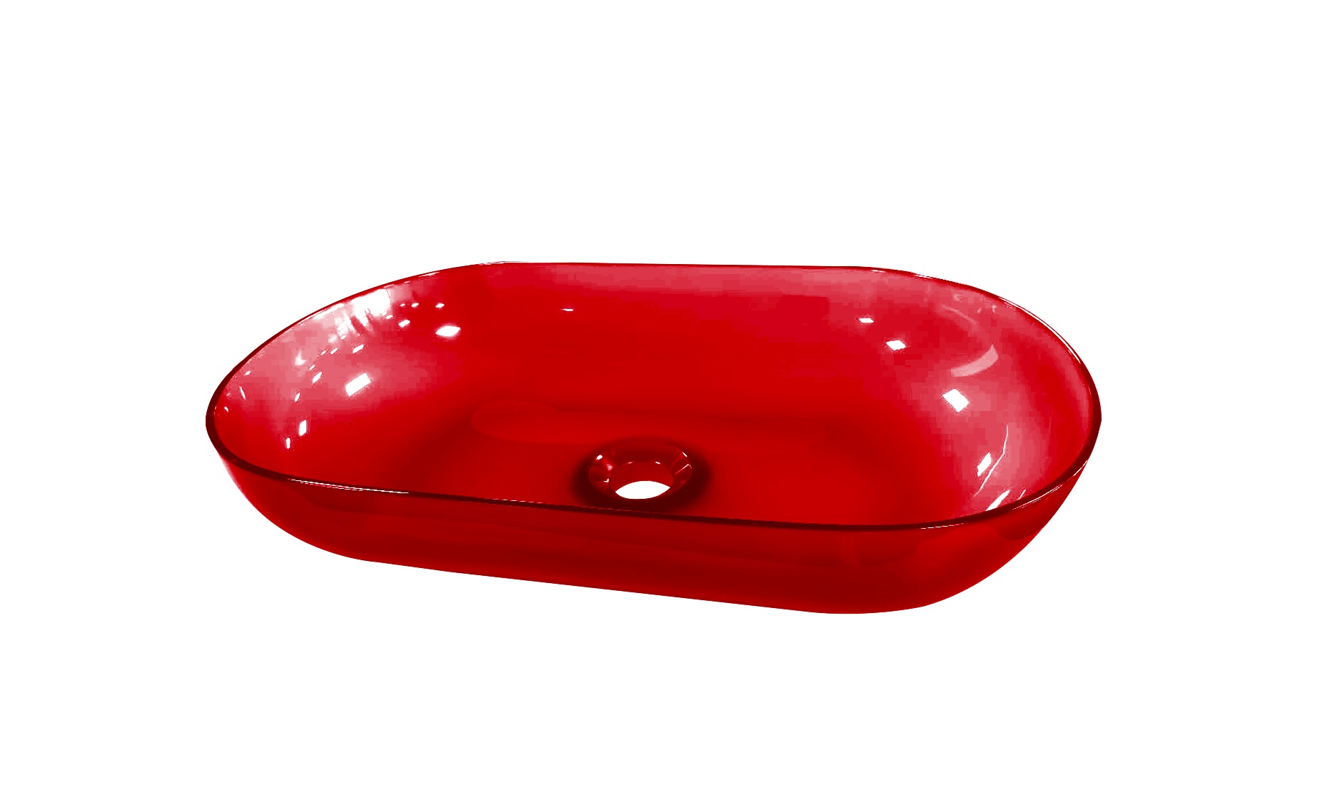 Best-Design Opbouw-Waskom Color "Transpa-Red" 54x34x12cm