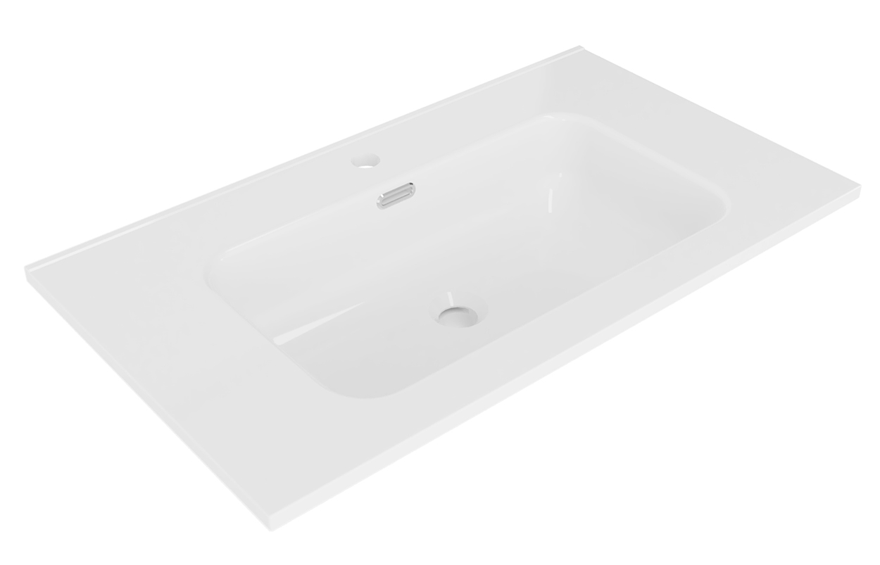 Bajo wastafel enkel met 1 kraangat 80 x 46 x 1,8 cm keramiek glans wit