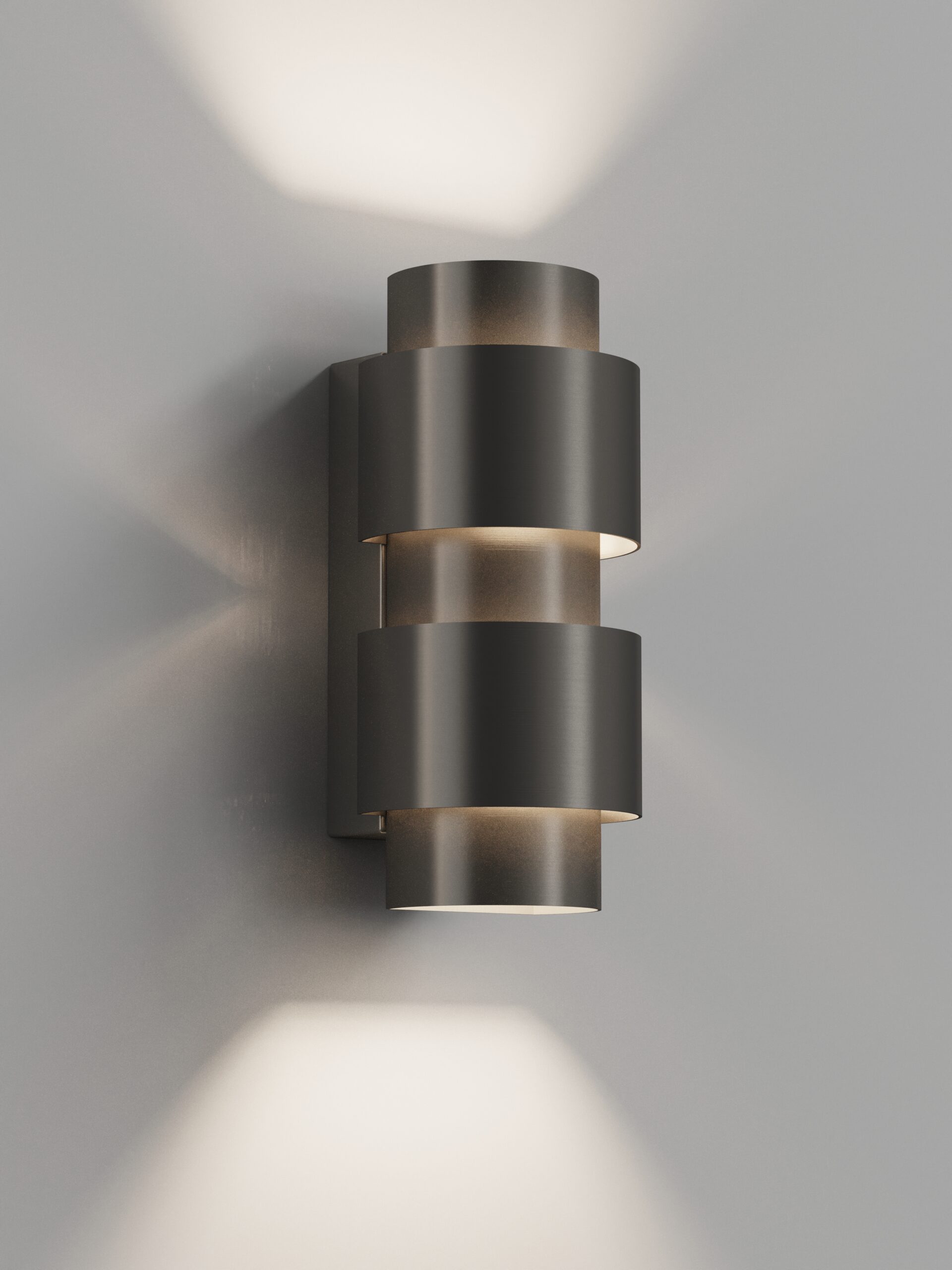 HIPP-Design WLV 01 GUN wandlamp half rond 10x22 cm — PVD geborsteld gun metal