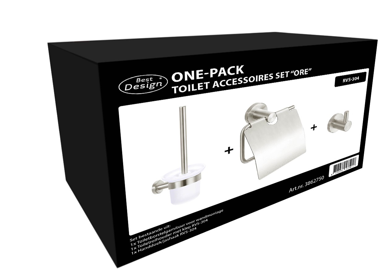 Best-Design One-Pack toilet accessoires set "Ore" RVS-304