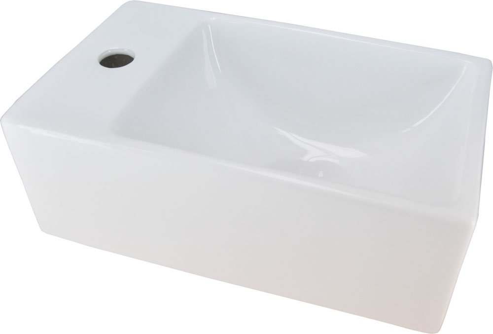 Rhea XXS fontein links 30,5 x 18 x 11 cm keramiek glans wit