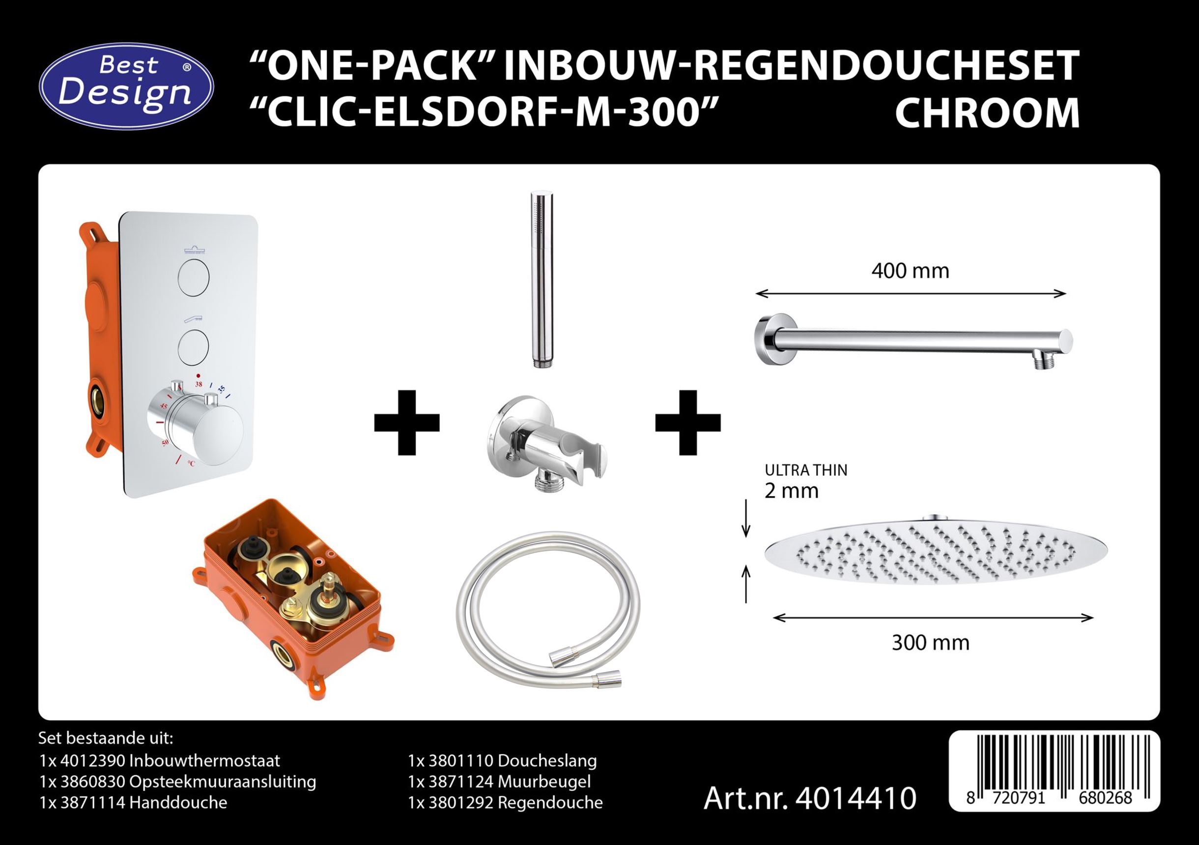 Best-Design "One-Pack" inbouw-regendoucheset "Clic-Elsdorf-M-300"