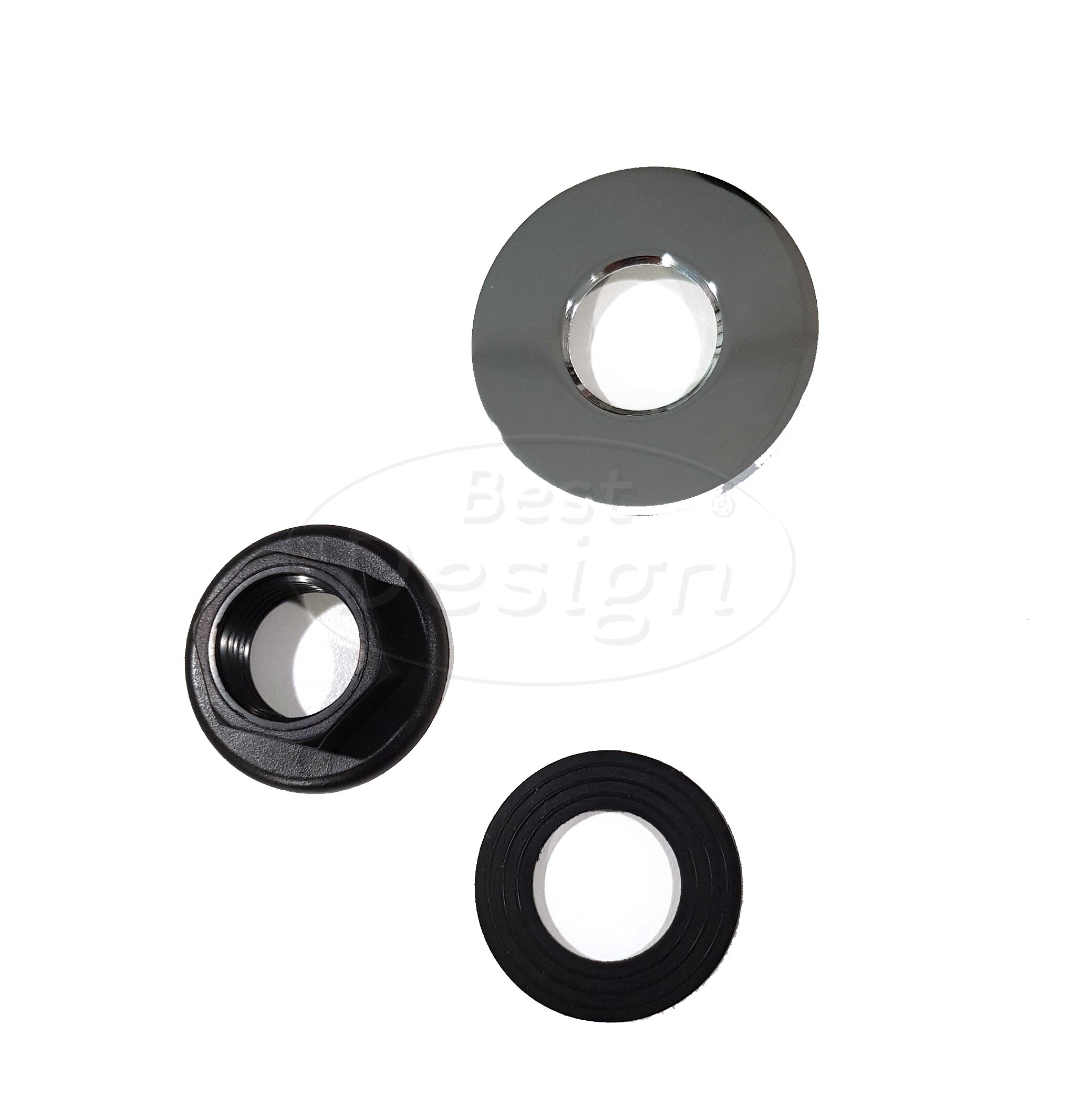 Best-Design rozet + wartel 1/2" tbv. fonteinkraan chroom