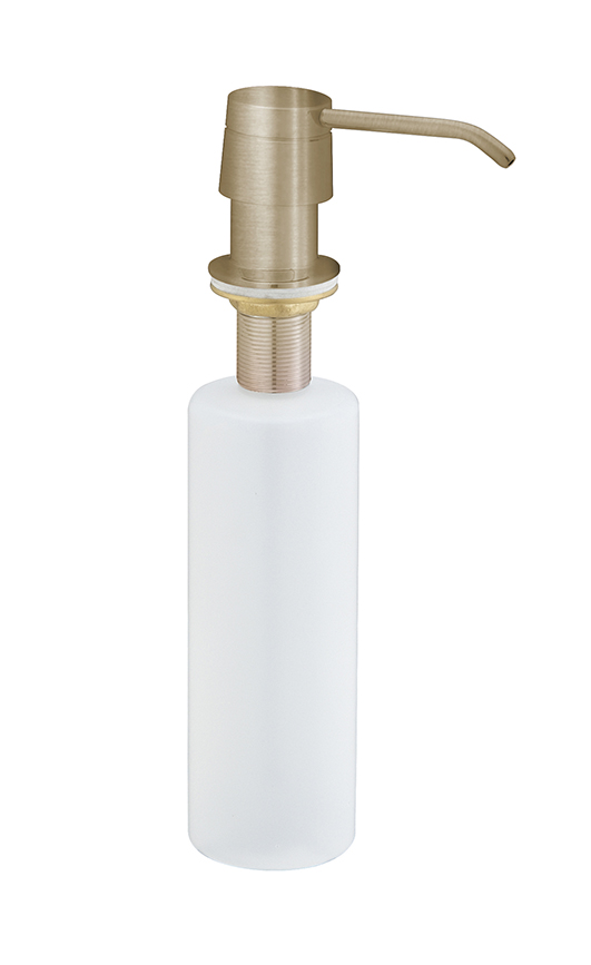 inbouw zeeppompje geborsteld messing kunststof fles 250ml PVD