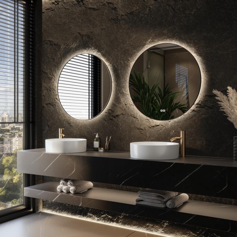 HIPP-Design SPV 13500 BL spiegel rond 60x60 cm — Mat zwart