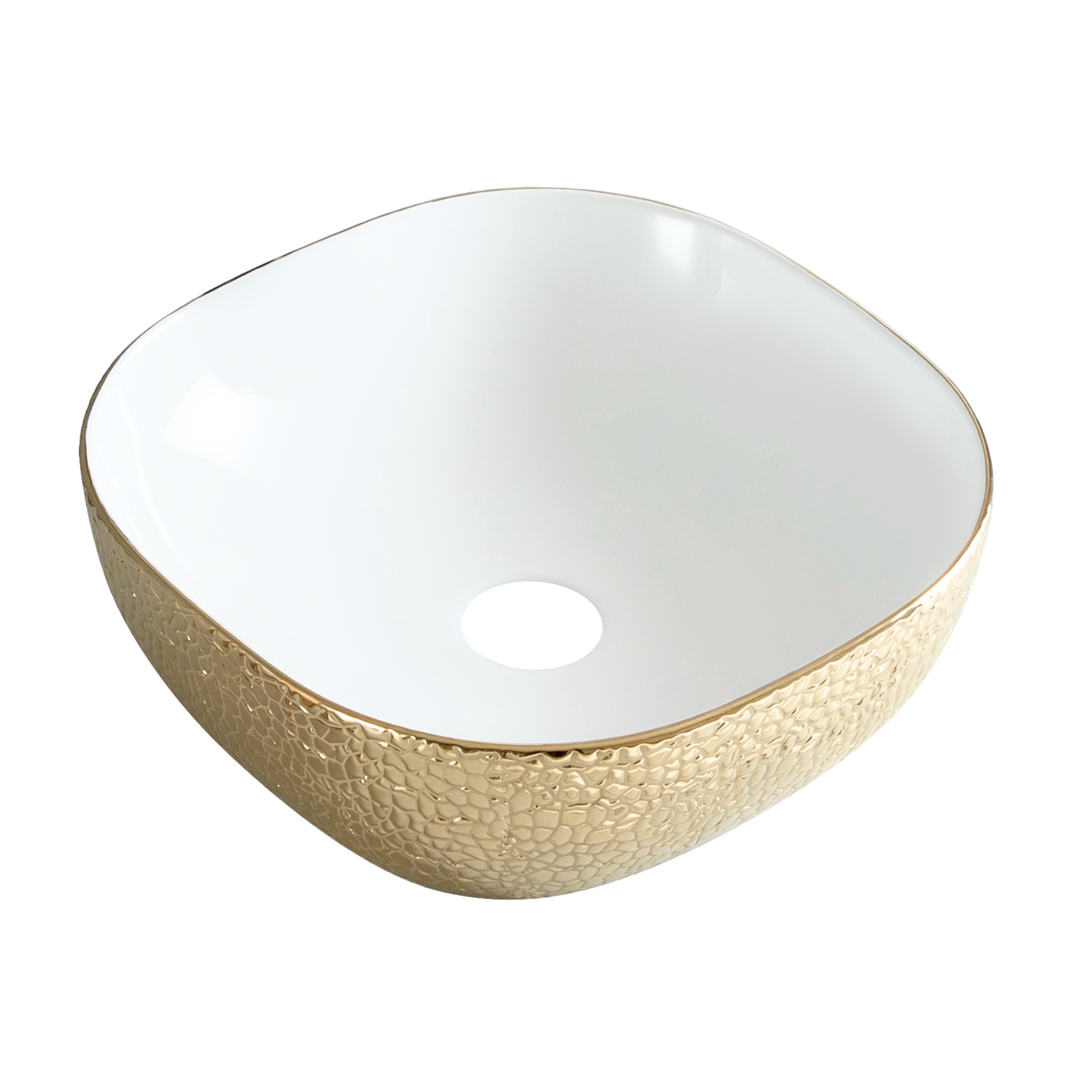Best-Design "Royal-Gold" krokodil motief opbouw-waskom Goud / Glans-Wit