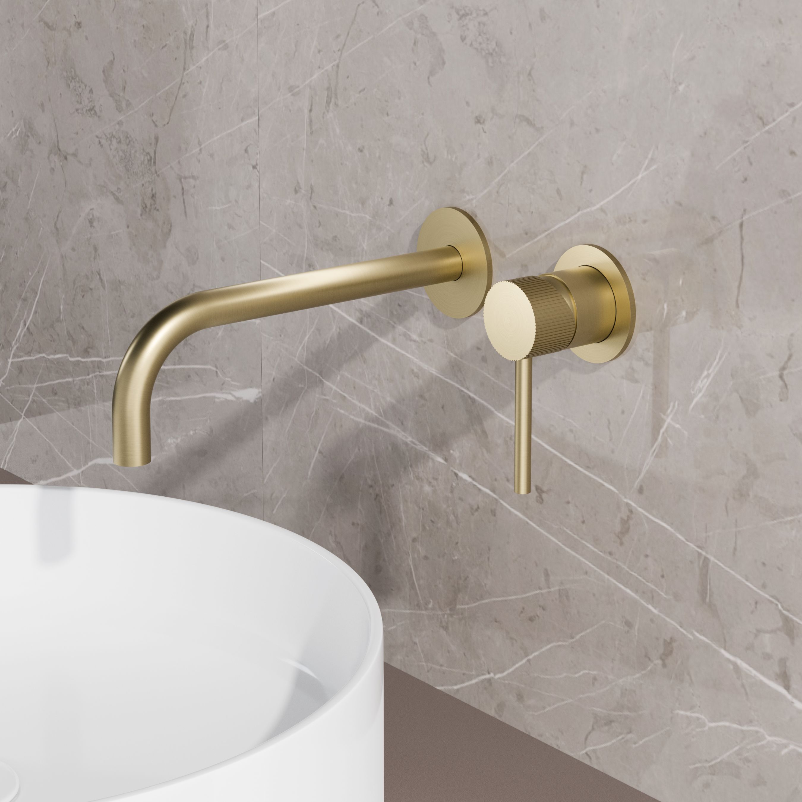 Best-Design "High-End Nancy" RVS-304 inbouw-wandmengkraan inclusief inbouwbox mat-goud