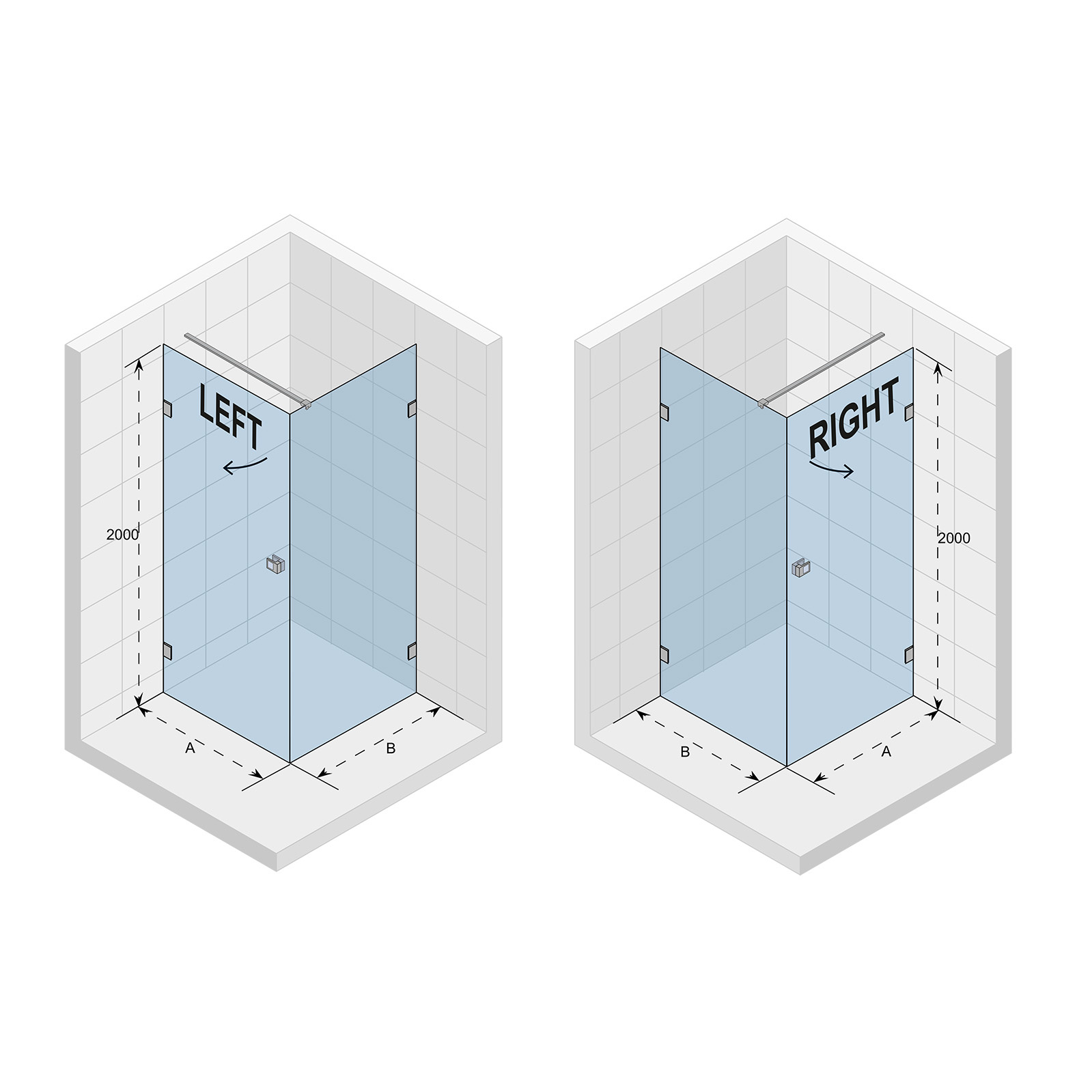 Riho Scandic NXT 201 douchecabine 77x77x200 cm links chroom