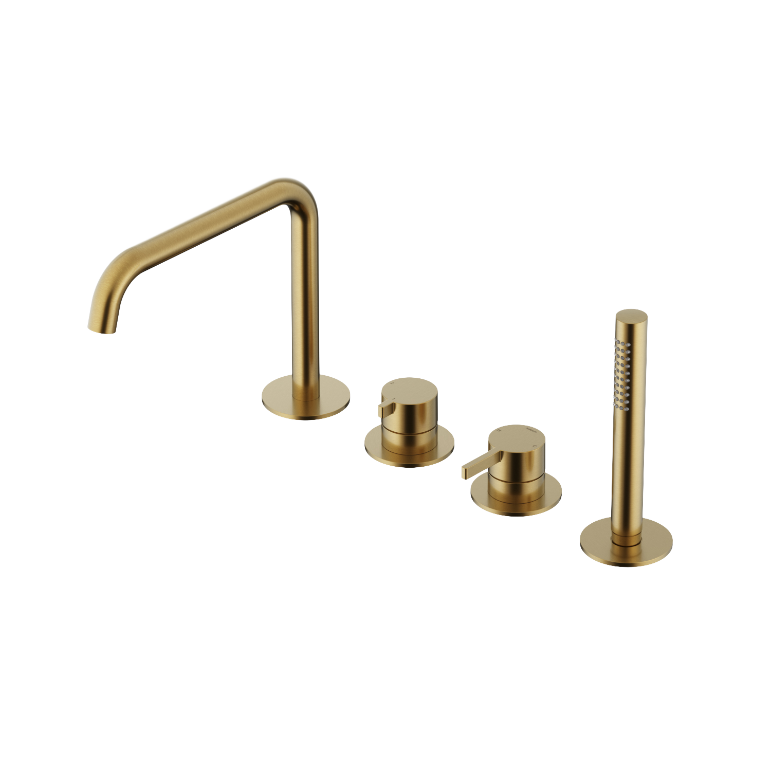 4-gats badrandcombinatie met uitloop en handdouche Ace AC073 — Geborsteld messing PVD