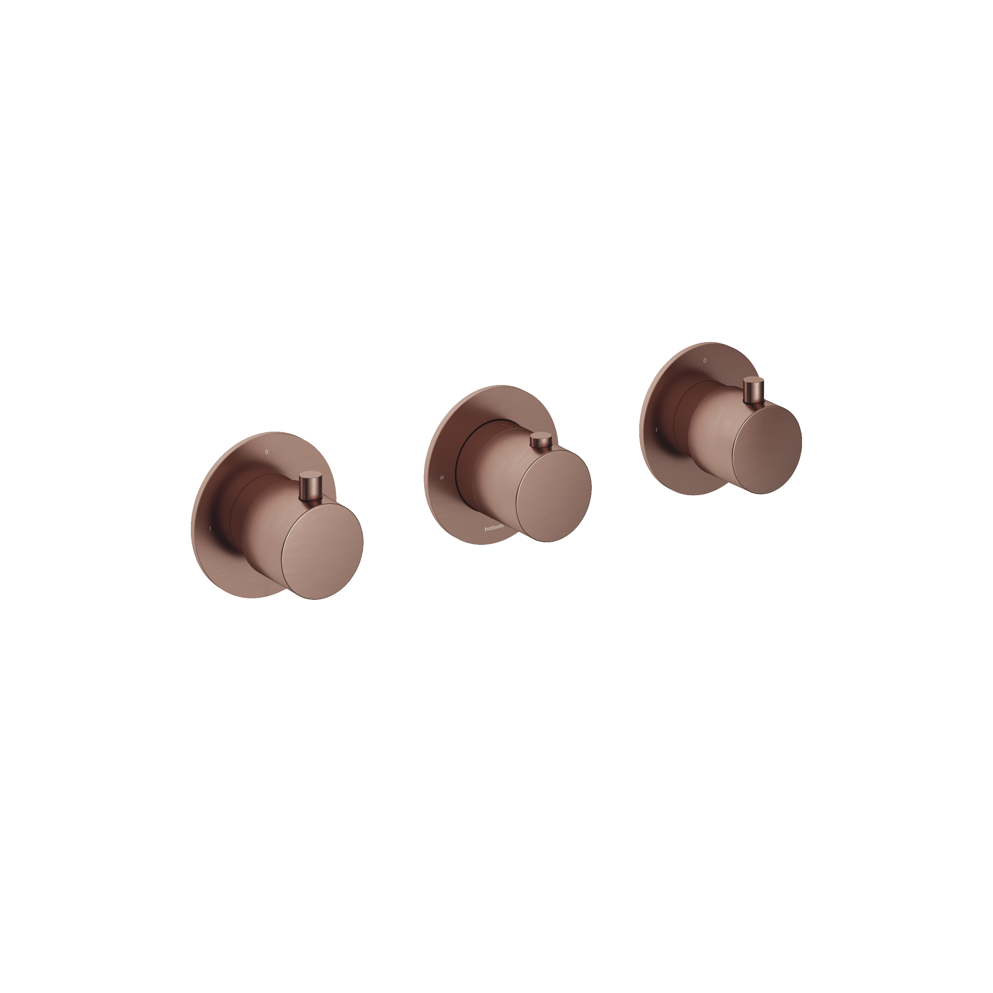 Afbouwdeel douche thermostaat met 2 stopkranen horizontaal of verticaal te monteren Cobber CB7067EXT — Geborsteld koper PVD