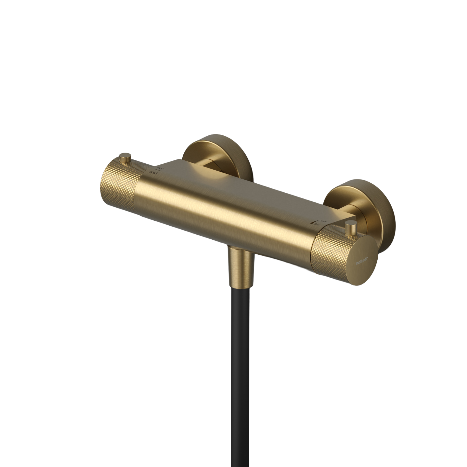 Thermostatische douchemengkraan met 1/2” doucheslang onderaansluiting Cobber X CX008 — Geborsteld messing PVD