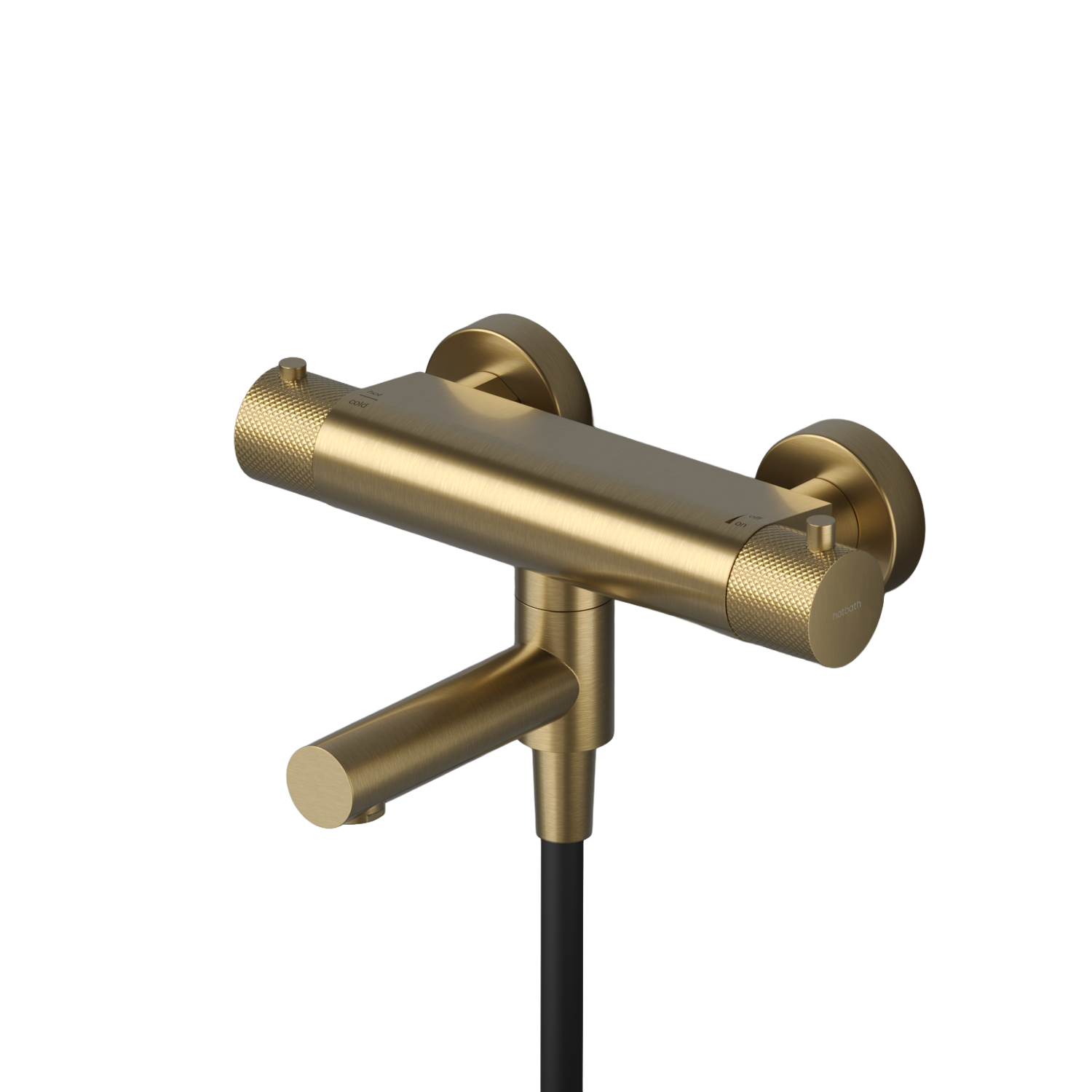 Thermostatische badmengkraan met wegdraaibare omstel uitloop Cobber X CX020 — Geborsteld messing PVD