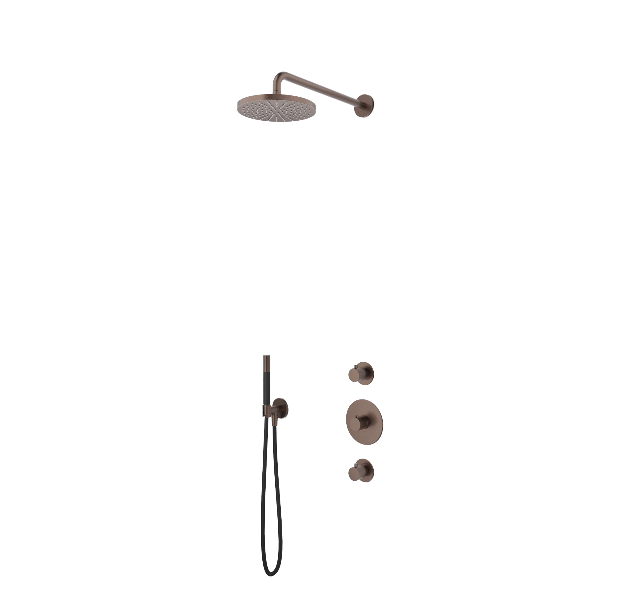 Complete thermostatische InBouwSet met 2 stopkranen Cobber IBS20 — Geborsteld koper PVD