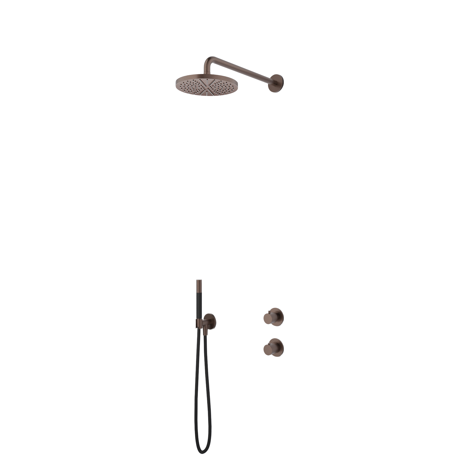 Complete thermostatische InBouwSet met 2-weg omstel Cobber IBS7009 — Geborsteld koper PVD