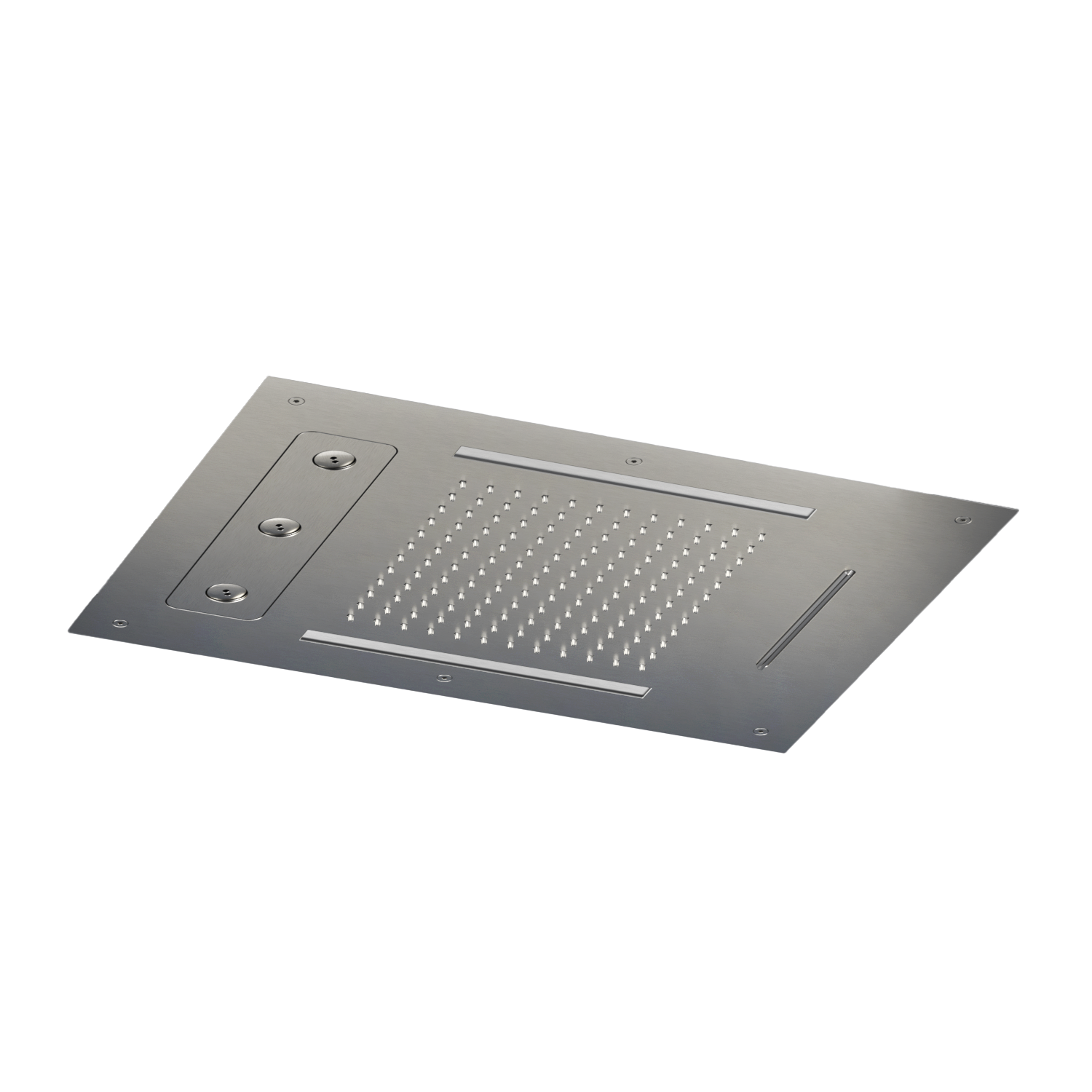 Inbouw hoofddouche rechthoekig 48 x 63 cm 3 functies met LED Mate M190 — Chroom