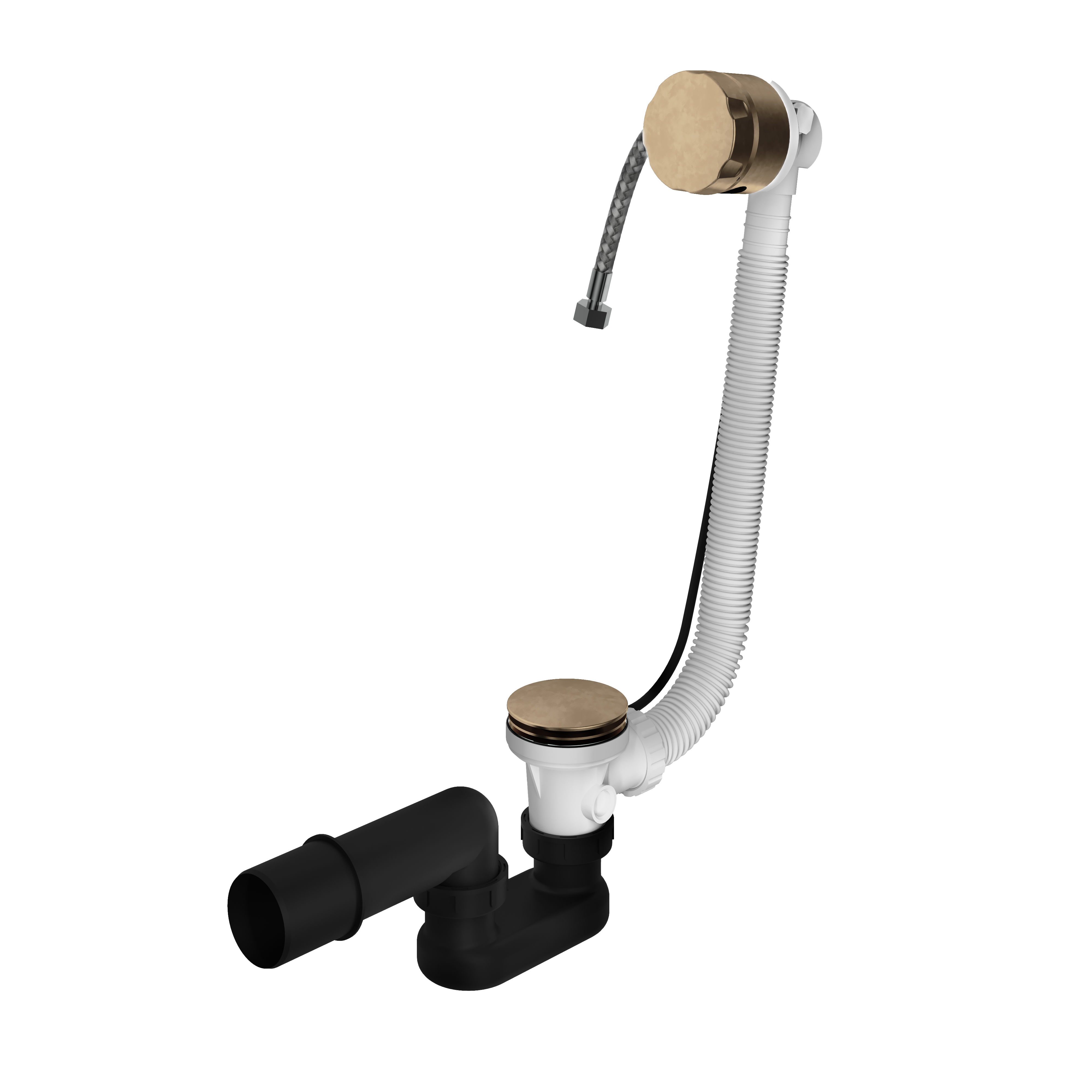 Mate P033 badafvoer-, overloop- en vulcombinatie - Verouderd messing