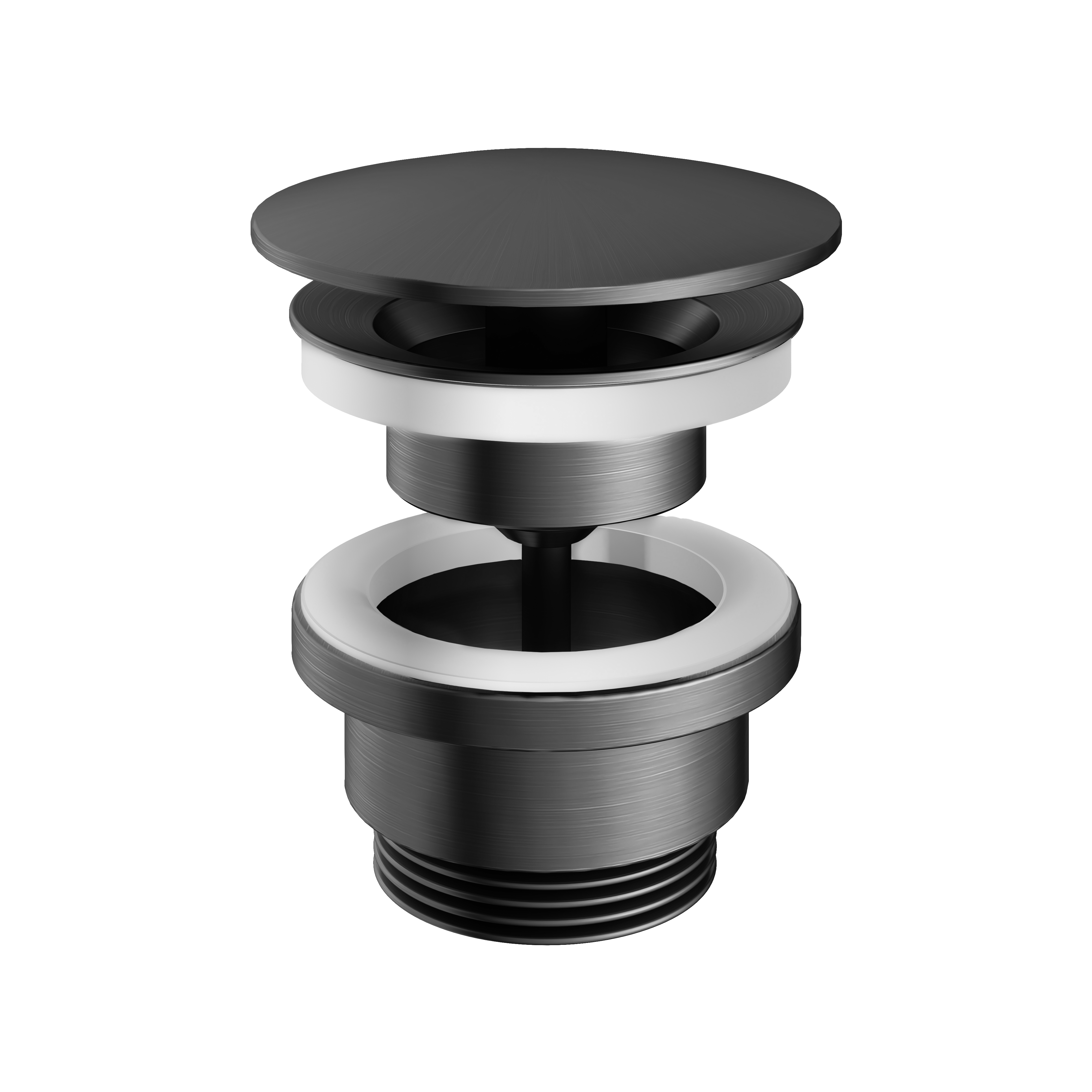 Always open plug met schroef rond voor wastafel Mate P708 — Geborsteld gunmetal PVD