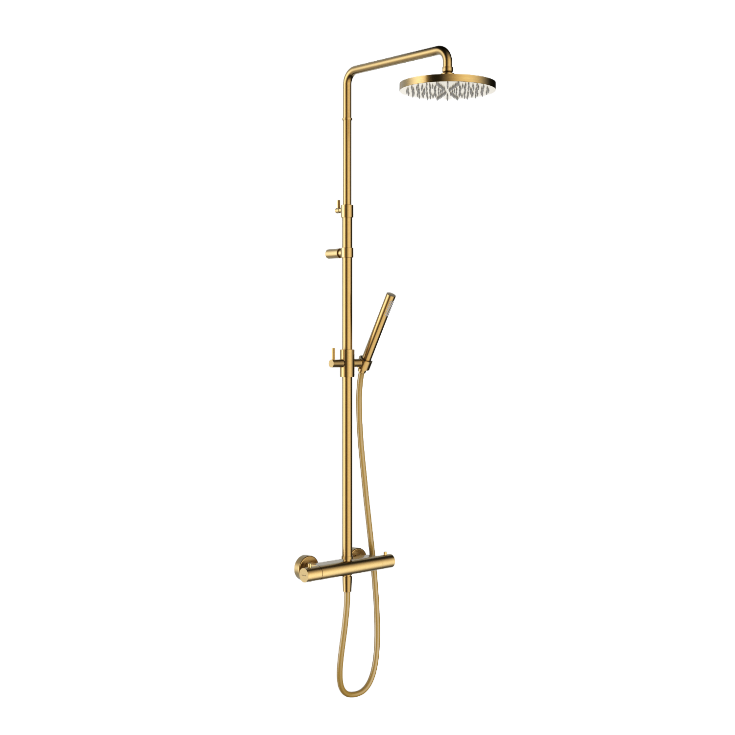 Thermostatische opbouw-stortdoucheset Ace SDS11 — Rond Ø20,6 cm — Staafhanddouche — Geborsteld messing PVD