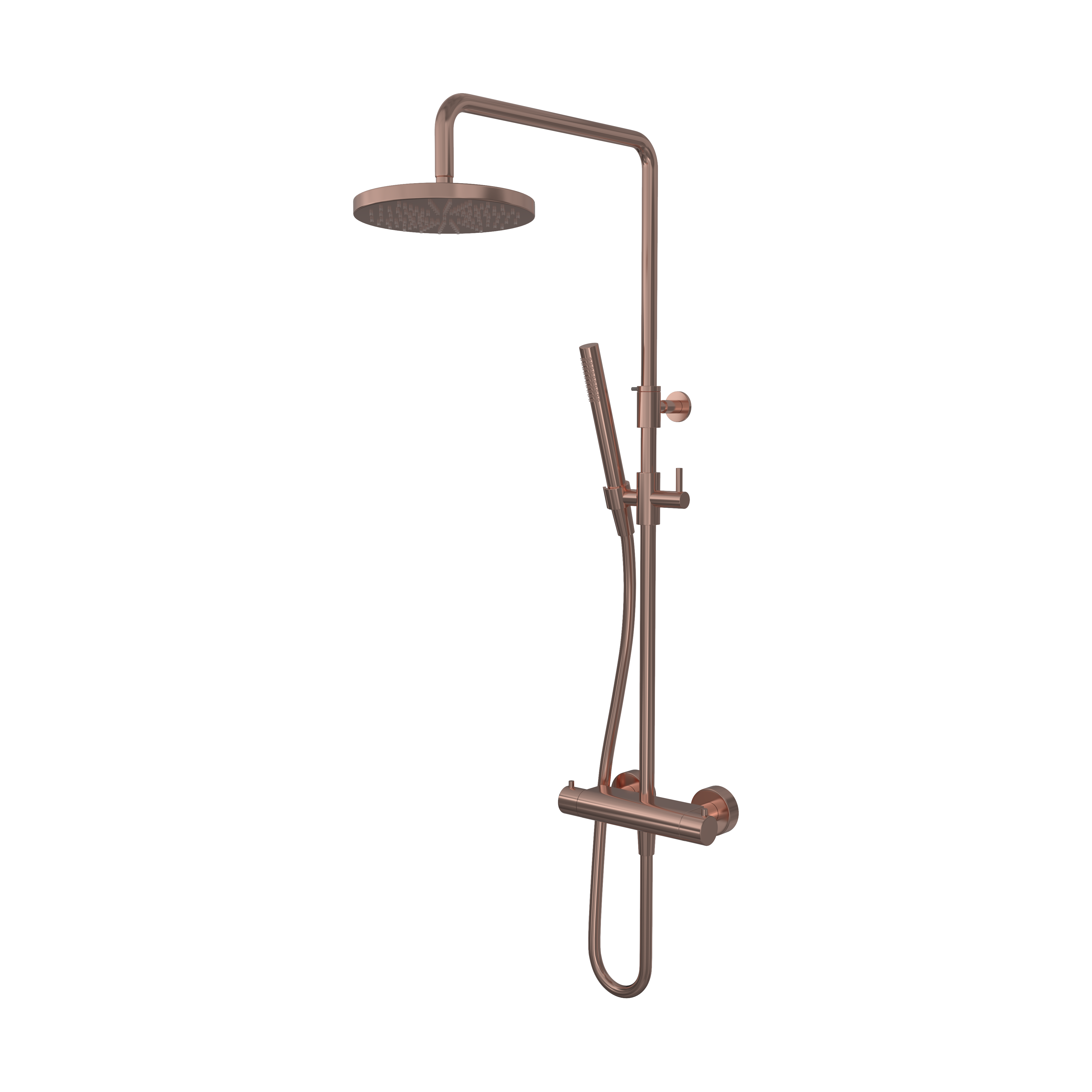 Thermostatische Stortdoucheset opbouw Buddy SDS1 — Geborsteld koper PVD