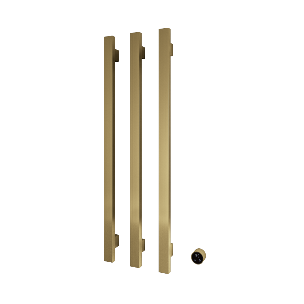Set met 3 verticaal verwarmde handdoek rails Square 135 cm &More RASV135-3 — Geborsteld messing PVD