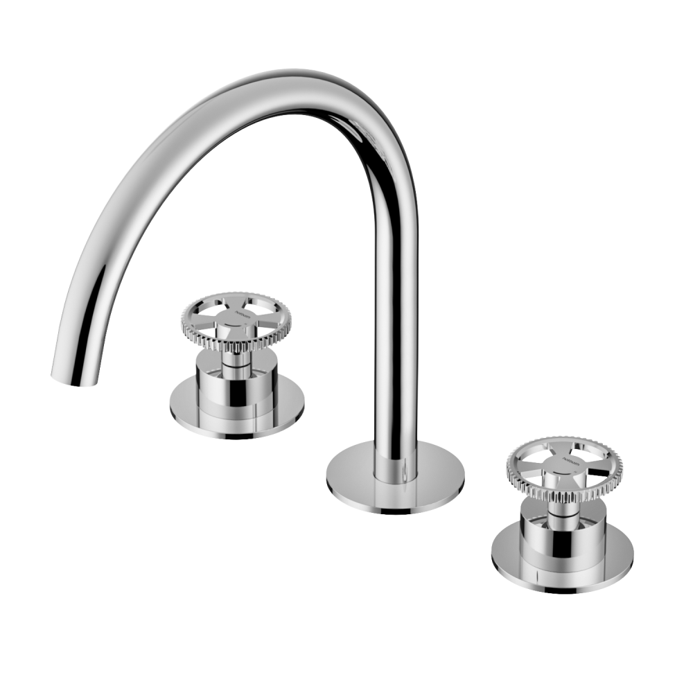 Wastafelmengkraan 3-gats zonder waste Cobber Work CW033 — Chroom