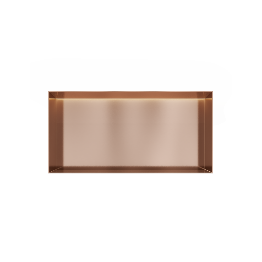 Inbouwnis 30x60x10cm frameless met LED &More BOX060FL — Geborsteld koper PVD