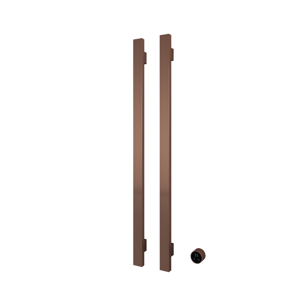 Set met 2 verticaal verwarmde handdoek rails Square 135 cm &More RASV135-2 — Geborsteld koper PVD