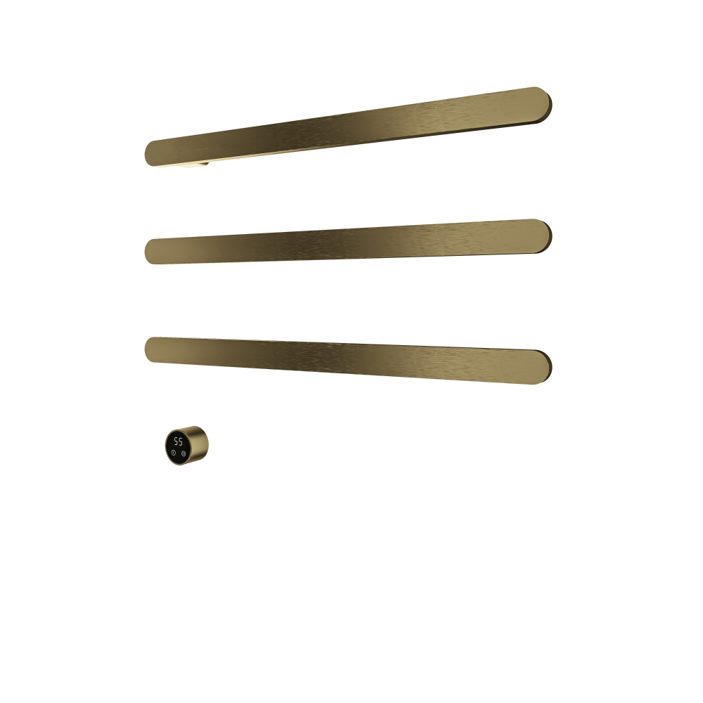 Set met 3 verwarmde handdoek rails Soft Square 80 cm &More RASS80-3 — Geborsteld messing PVD