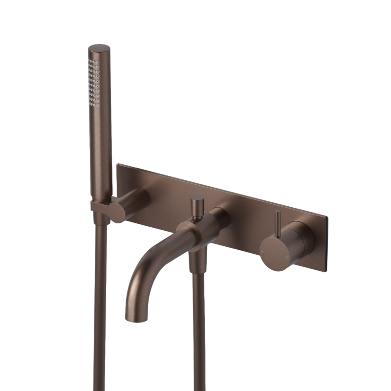 Inbouw douche/badmengkraan incl handdouche en trekomstel Cobber CB127EXT — Geborsteld koper PVD
