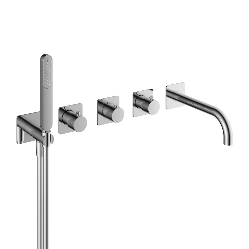 Inbouw badthermostaat met 2 stopkranen en 23 cm uitloop Gal GL7072EXT — Chroom