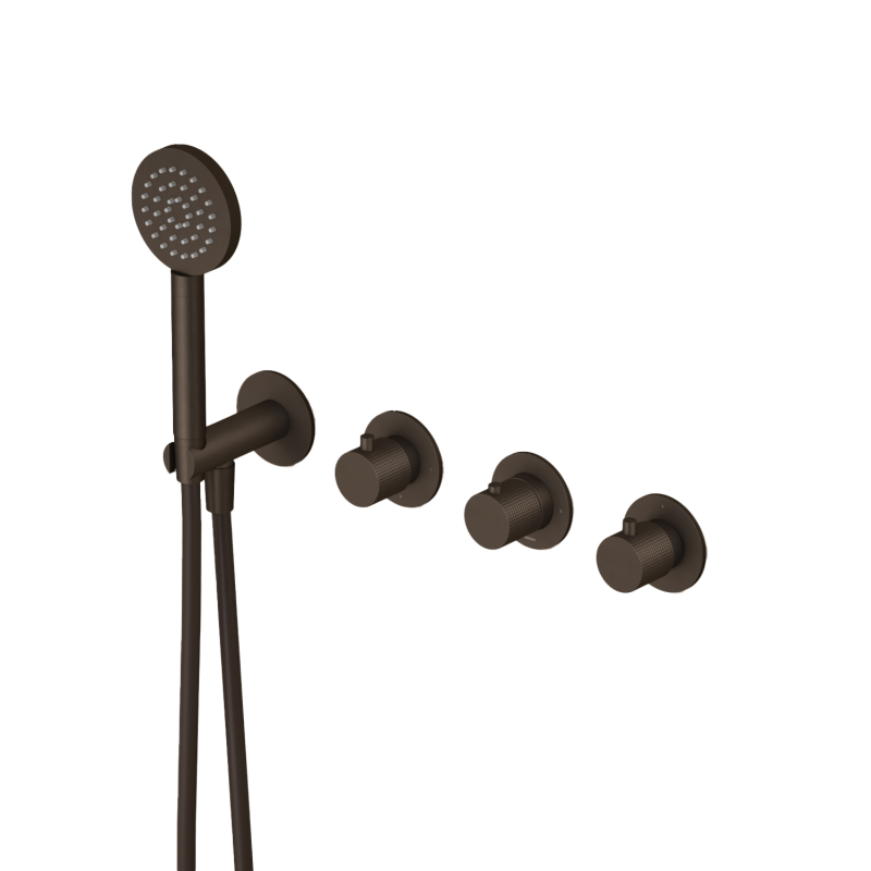 Inbouw bad/douche thermostaat met 2 stopkranen zonder uitloop Guy Diamond GY7071DEXT — Tuscan bronze