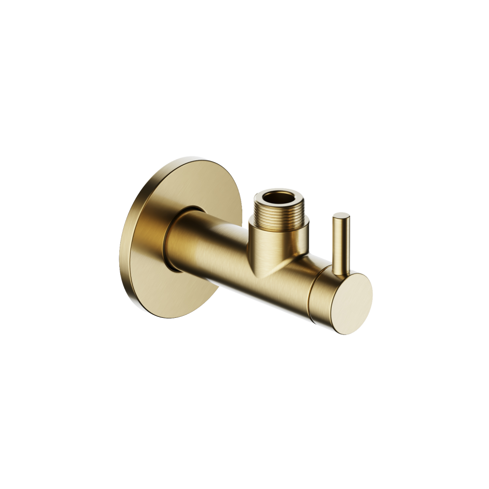 Hoekstopkraan rond met filter Mate P2002 — Geborsteld messing PVD