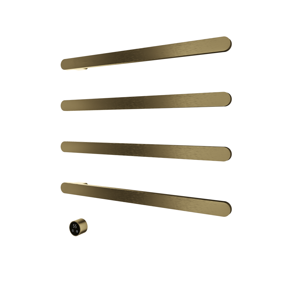 Set met 4 verwarmde handdoek rails Soft Square 80 cm &More RASS80-4 — Geborsteld messing PVD