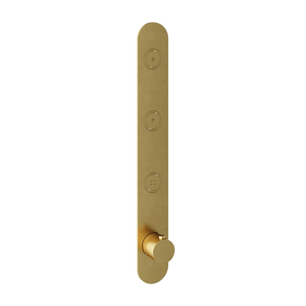 Afbouwdeel inbouwthermostaat met 3 pushbuttons verticale plaatsing Cobber PB050EXT — Geborsteld messing PVD