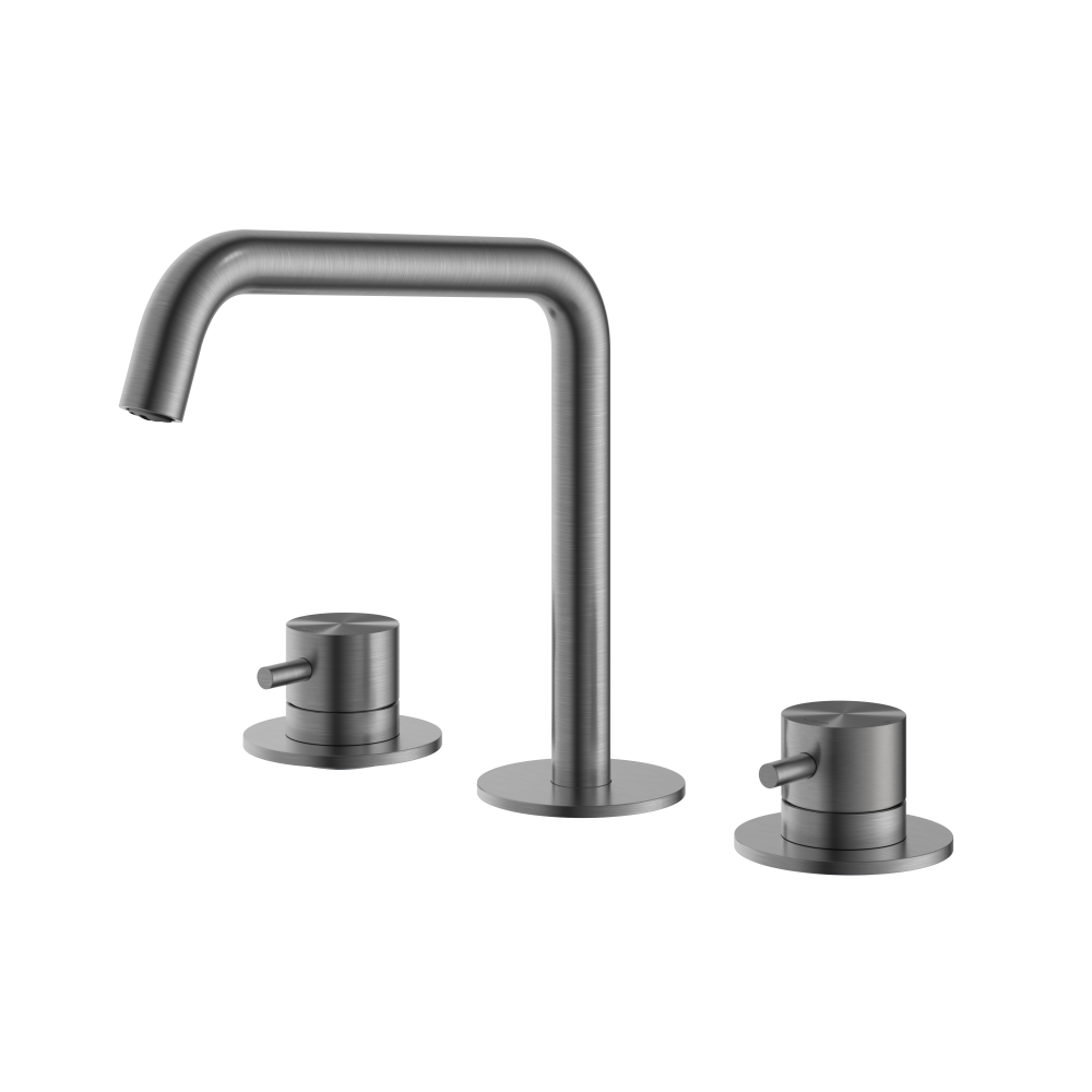Wastafelmengkraan 3-gats zonder waste Archie AR033 — Geborsteld gunmetal PVD